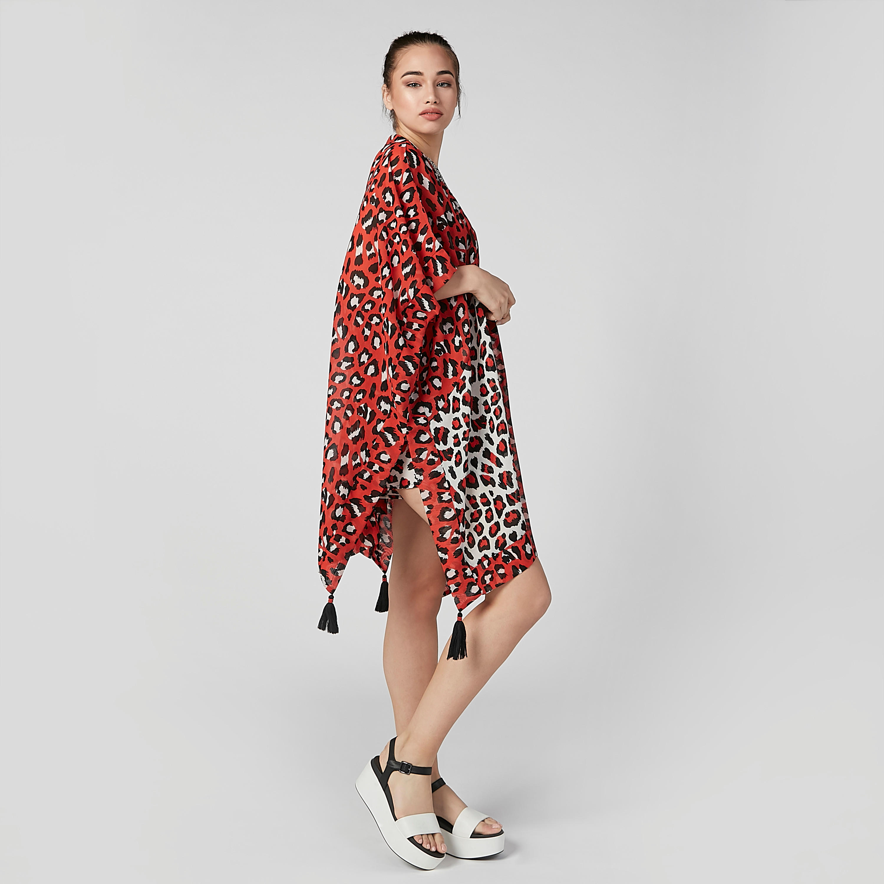 Animal Printed Kaftan Shrug with Tassels-women-winterwear-cardigansandjumpers-cardigans-image-4