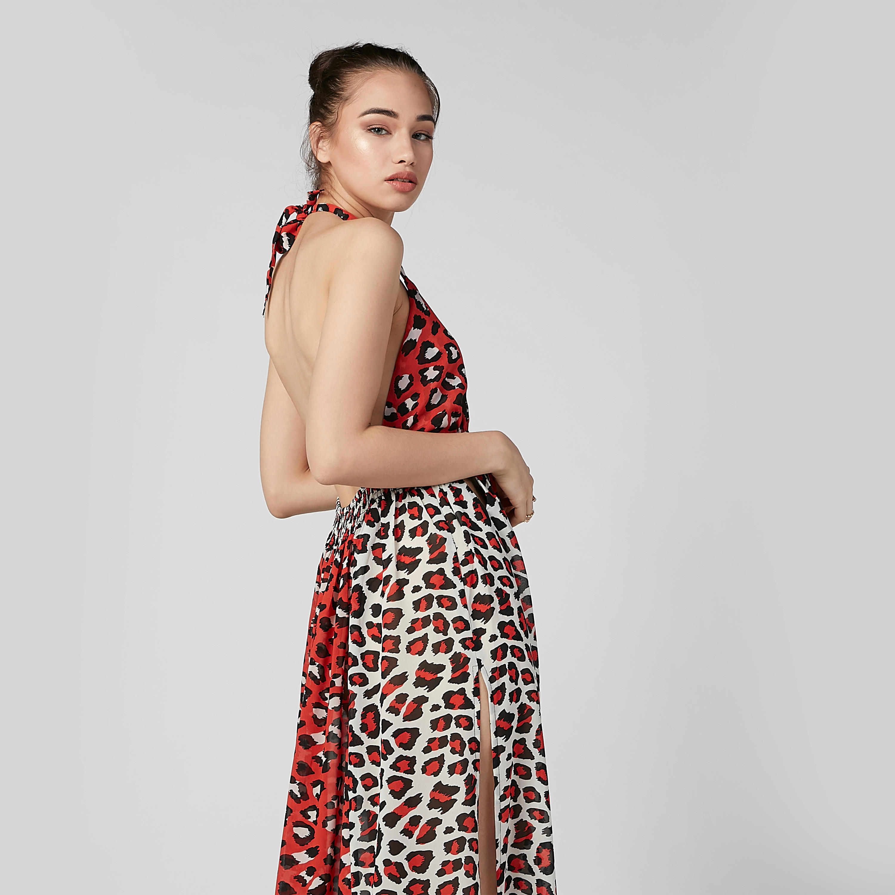 فستان طويل بأربطة وفتحة جانبية وطبعات-women-clothing-dresses-image-7