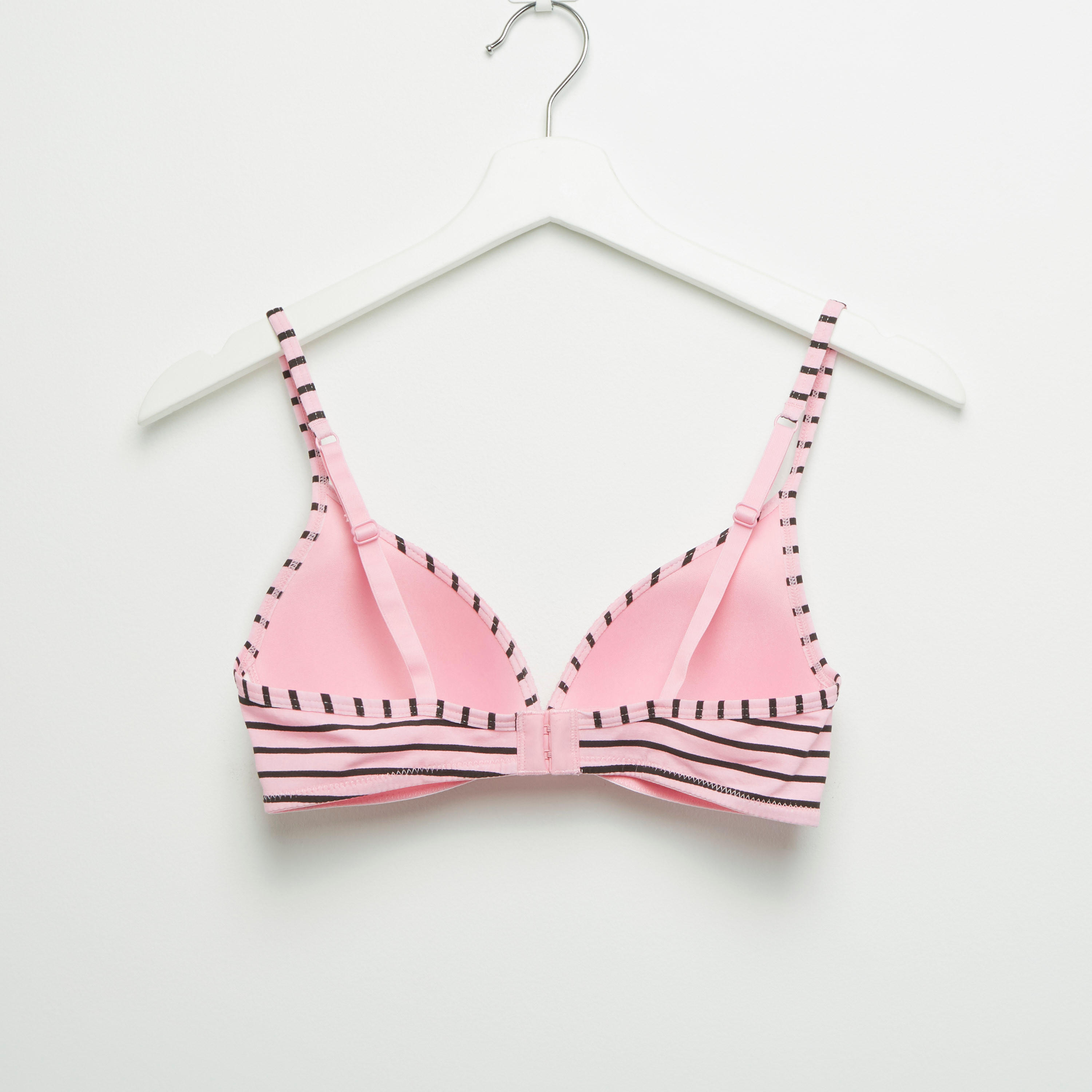 صدريّة تيشيرت مبطّنة بتفاصيل دانتيل ومشبك إغلاق ناعم - طقم من قطعتين-women-clothing-lingerie-bras-image-3