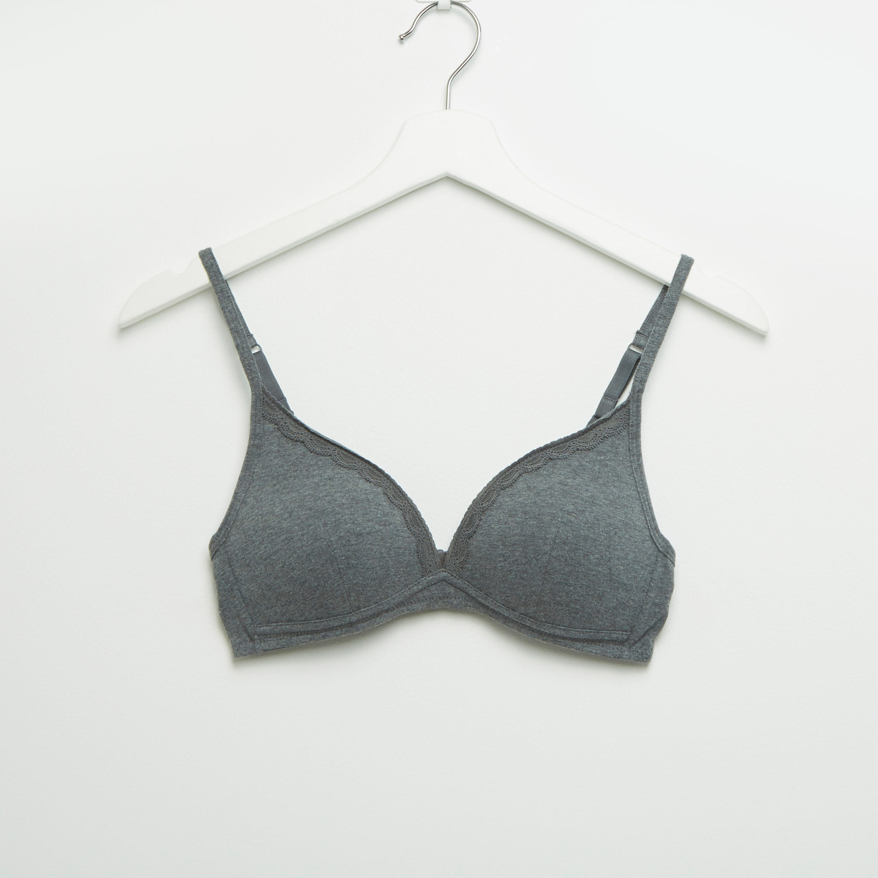 صدريّة تيشيرت مبطّنة بتفاصيل دانتيل ومشبك إغلاق ناعم - طقم من قطعتين-women-clothing-lingerie-bras-image-4