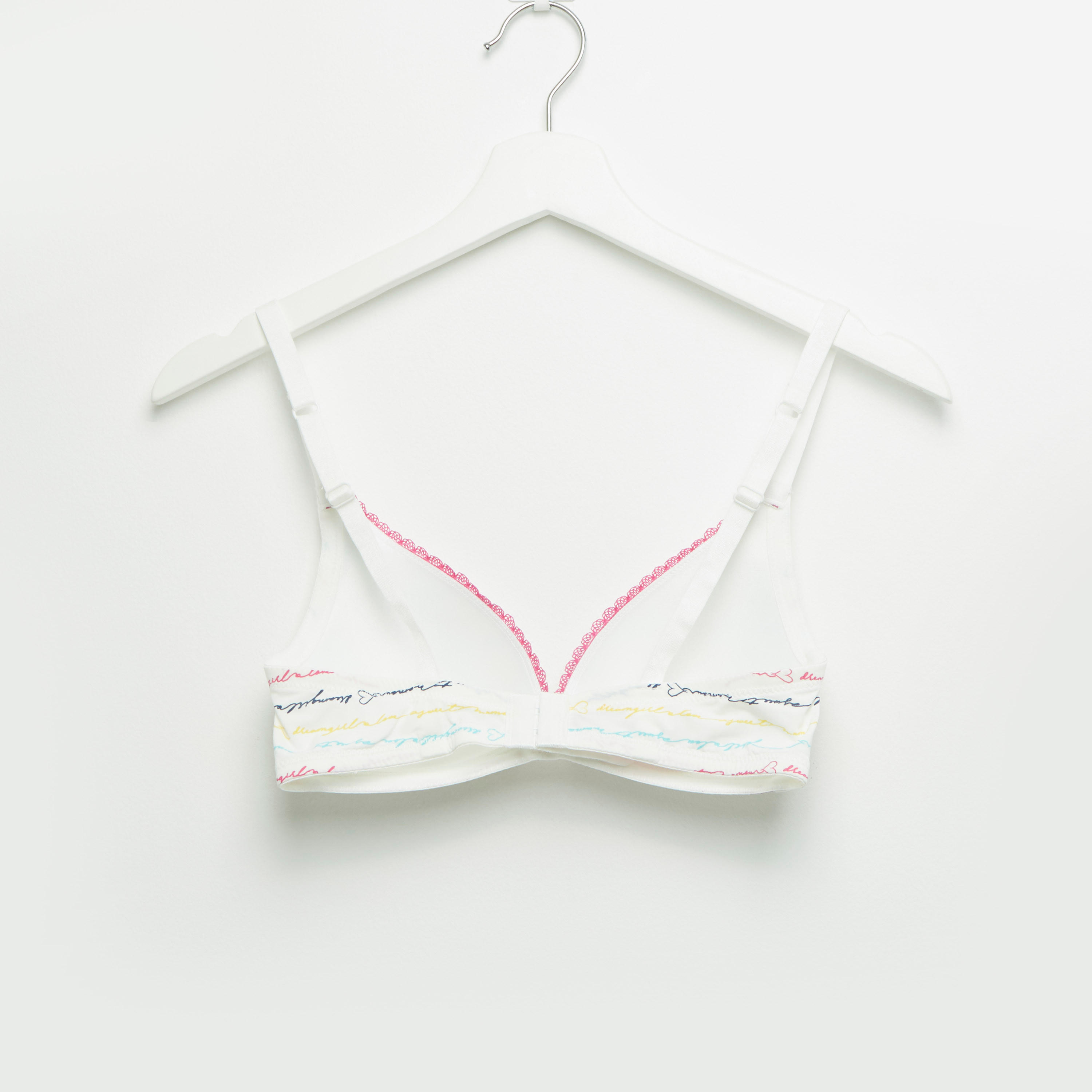 Set of 2 - Lace Detail Padded T-shirt Bra with Hook and Eye Closure-women-clothing-lingerie-bras-image-3