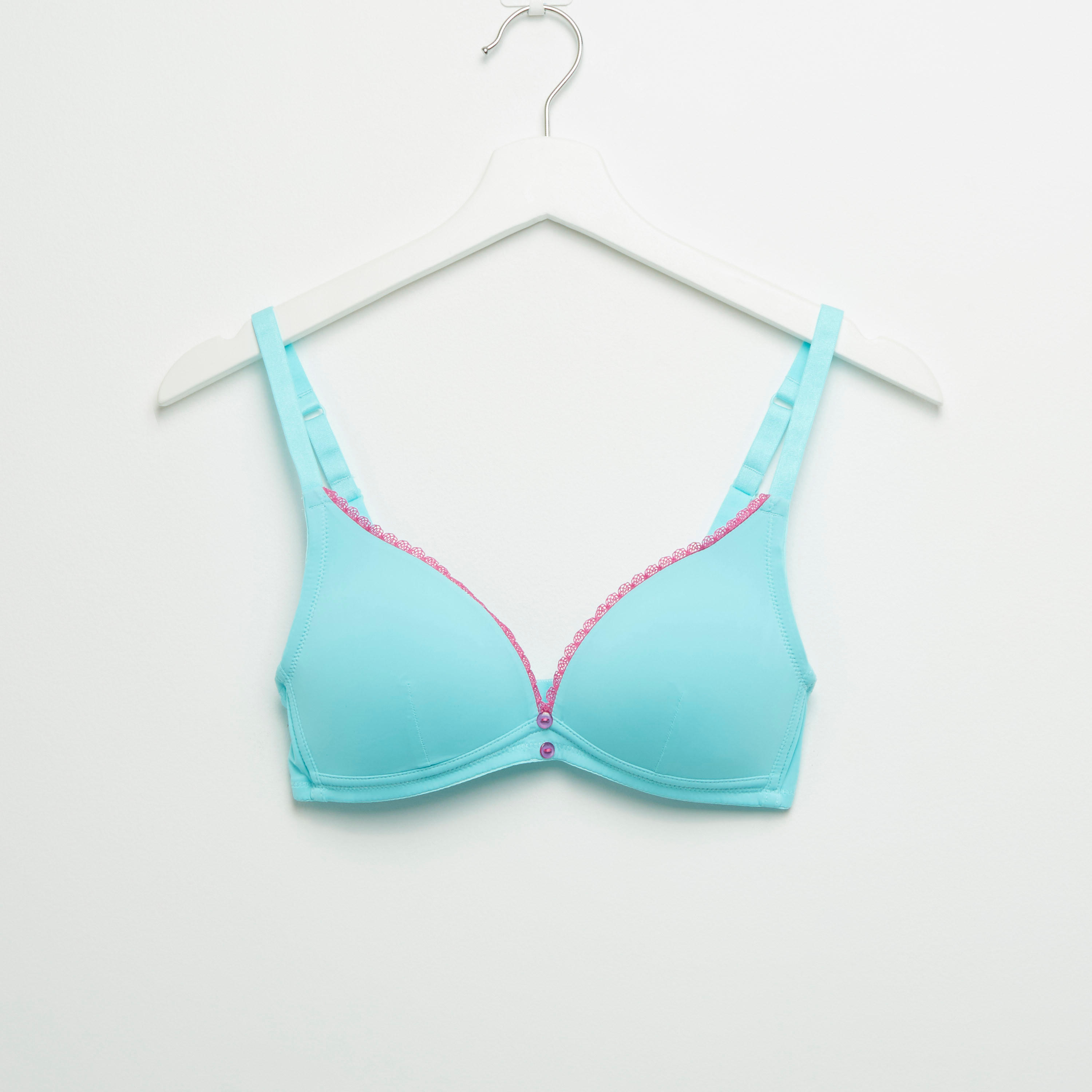 Set of 2 - Lace Detail Padded T-shirt Bra with Hook and Eye Closure-women-clothing-lingerie-bras-image-4