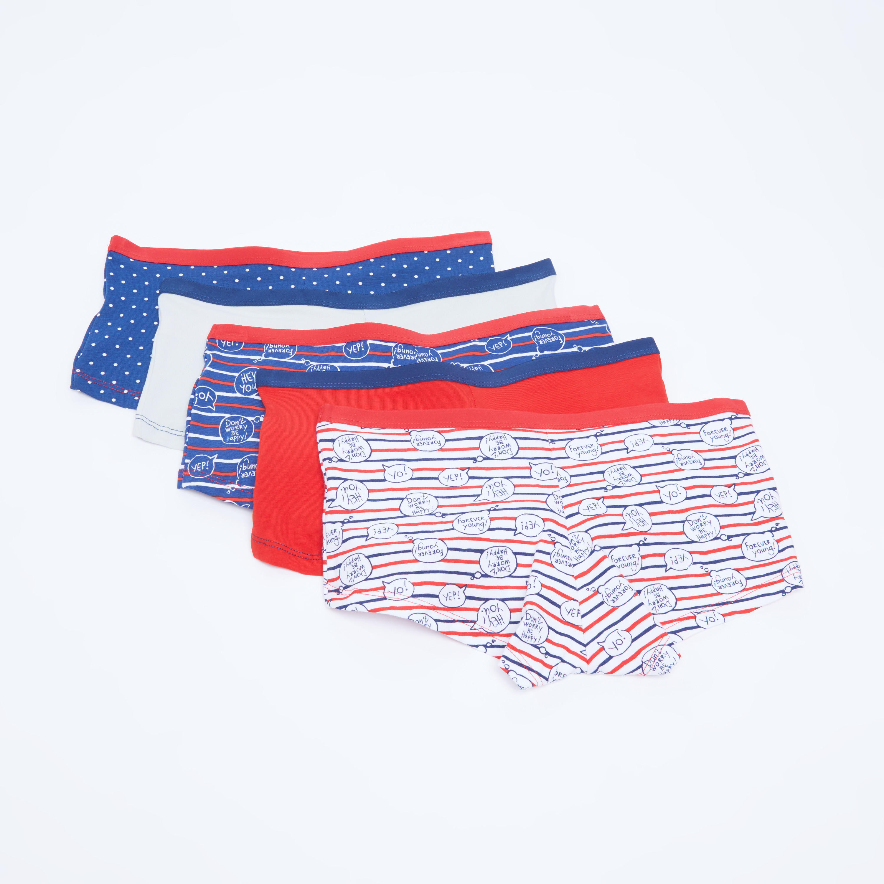 سراويل داخلية بوي شورت متنوعة بخصر مطاطي - طقم من 5 قطع-women-clothing-lingerie-panties-image-2