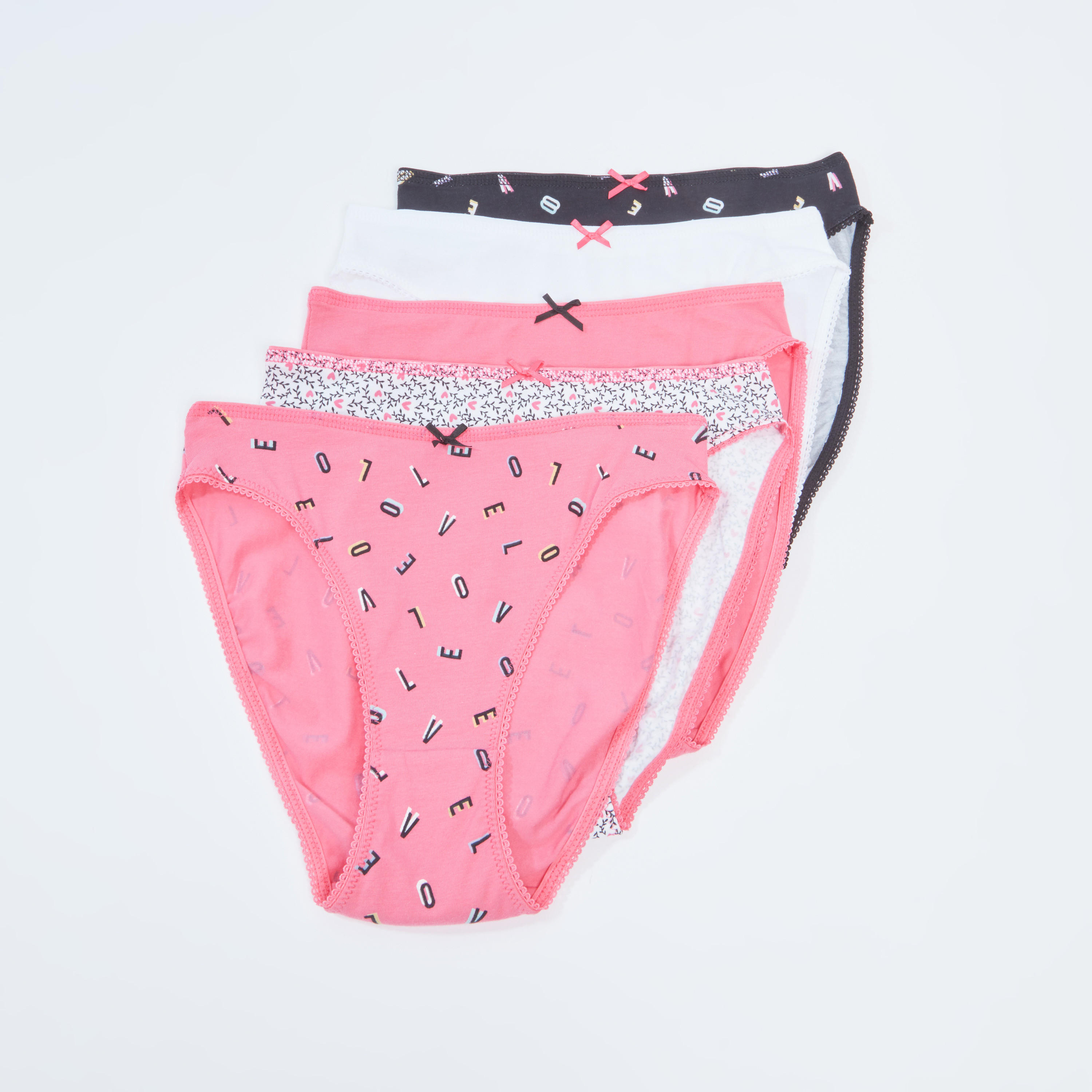 سراويل داخلية متنوعة بخصر مطّاطي - طقم من 5 قطع-women-clothing-lingerie-panties-image-1