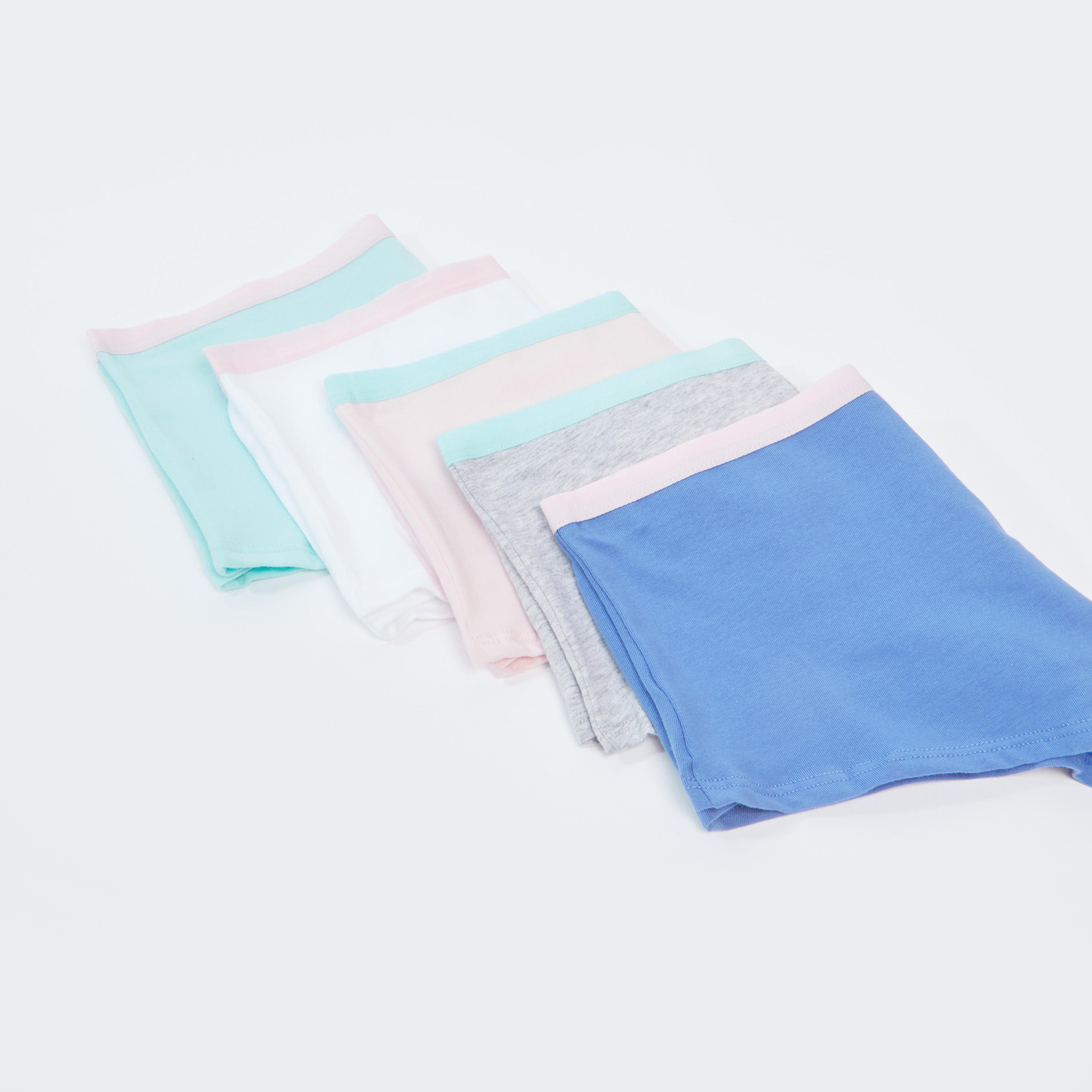 سراويل داخلية بوي شورت سادة بخصر مطّاطي عريض - طقم من 5 قطع-women-clothing-lingerie-panties-image-3