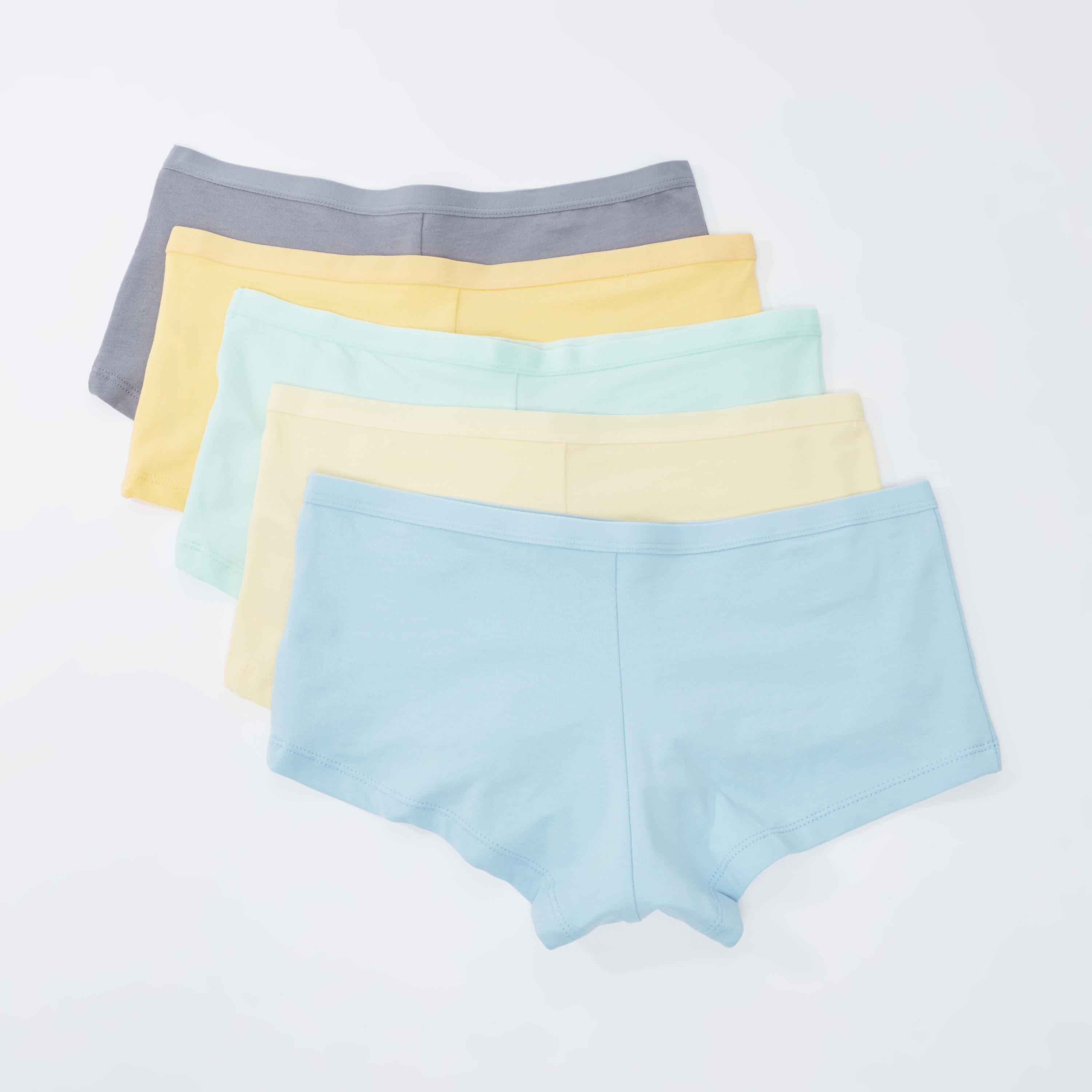 سراويل داخلية بوي شورت سادة بخصر مطّاطي - طقم من 5 قطع-women-clothing-lingerie-panties-image-2