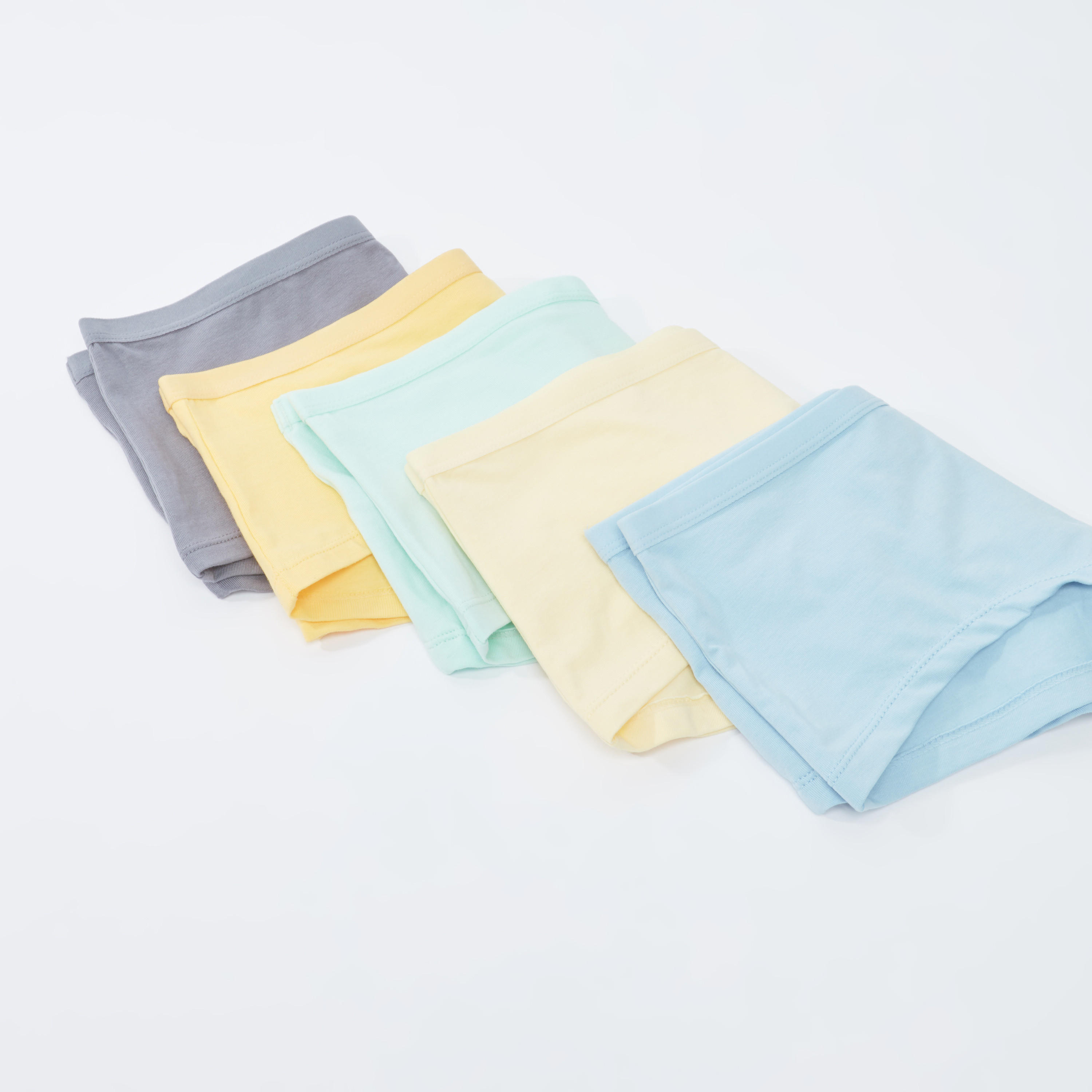 سراويل داخلية بوي شورت سادة بخصر مطّاطي - طقم من 5 قطع-women-clothing-lingerie-panties-image-3