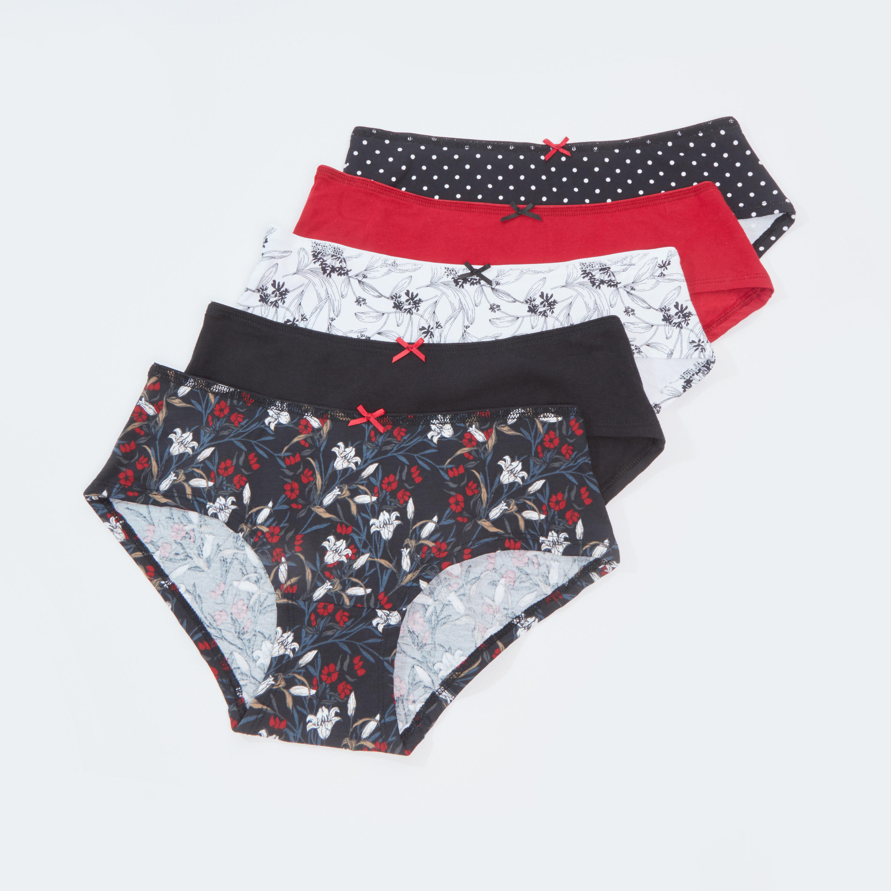 سراويل داخلية متنوعة بخصر مطّاطي - طقم من 5 قطع-women-clothing-lingerie-panties-image-1