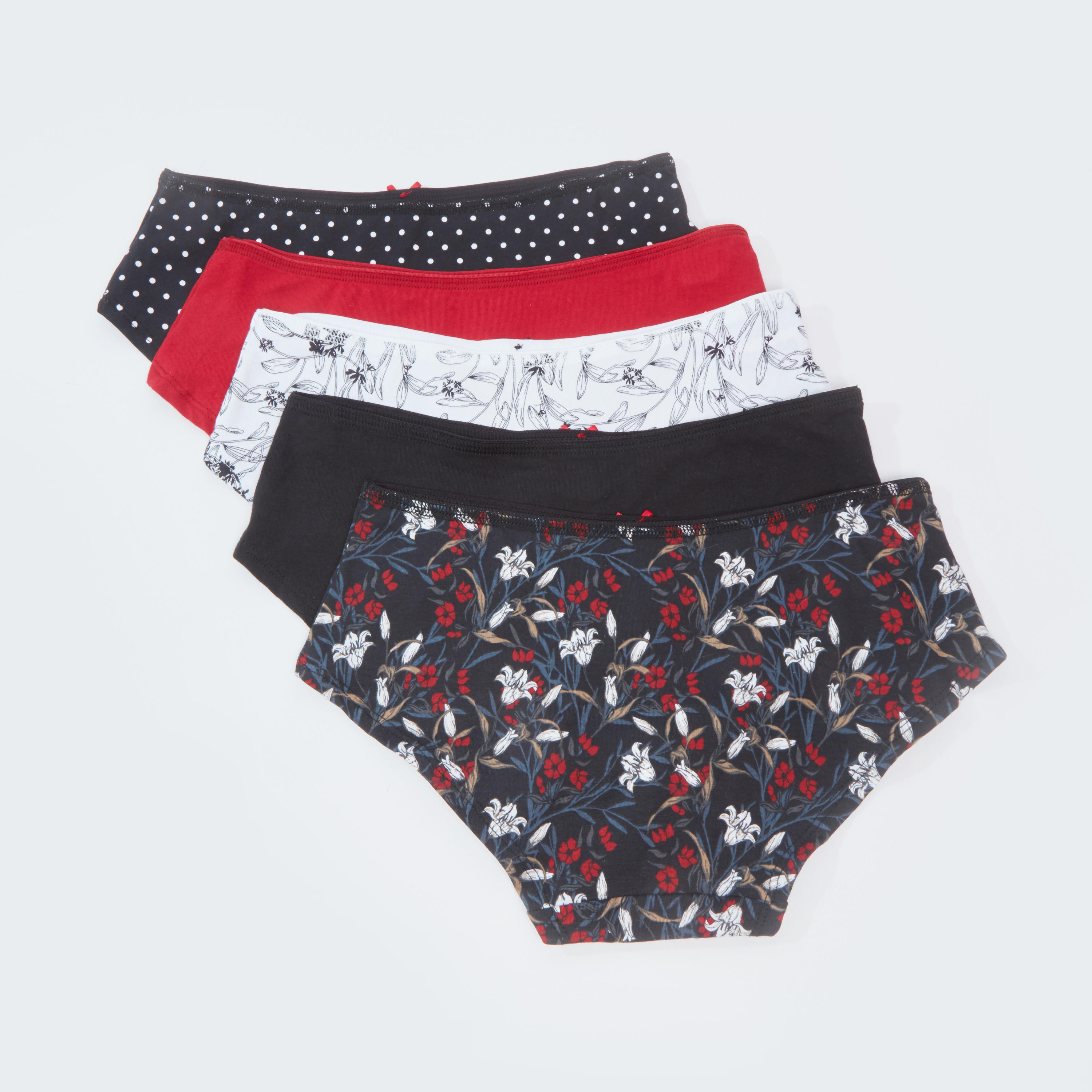 سراويل داخلية متنوعة بخصر مطّاطي - طقم من 5 قطع-women-clothing-lingerie-panties-image-2