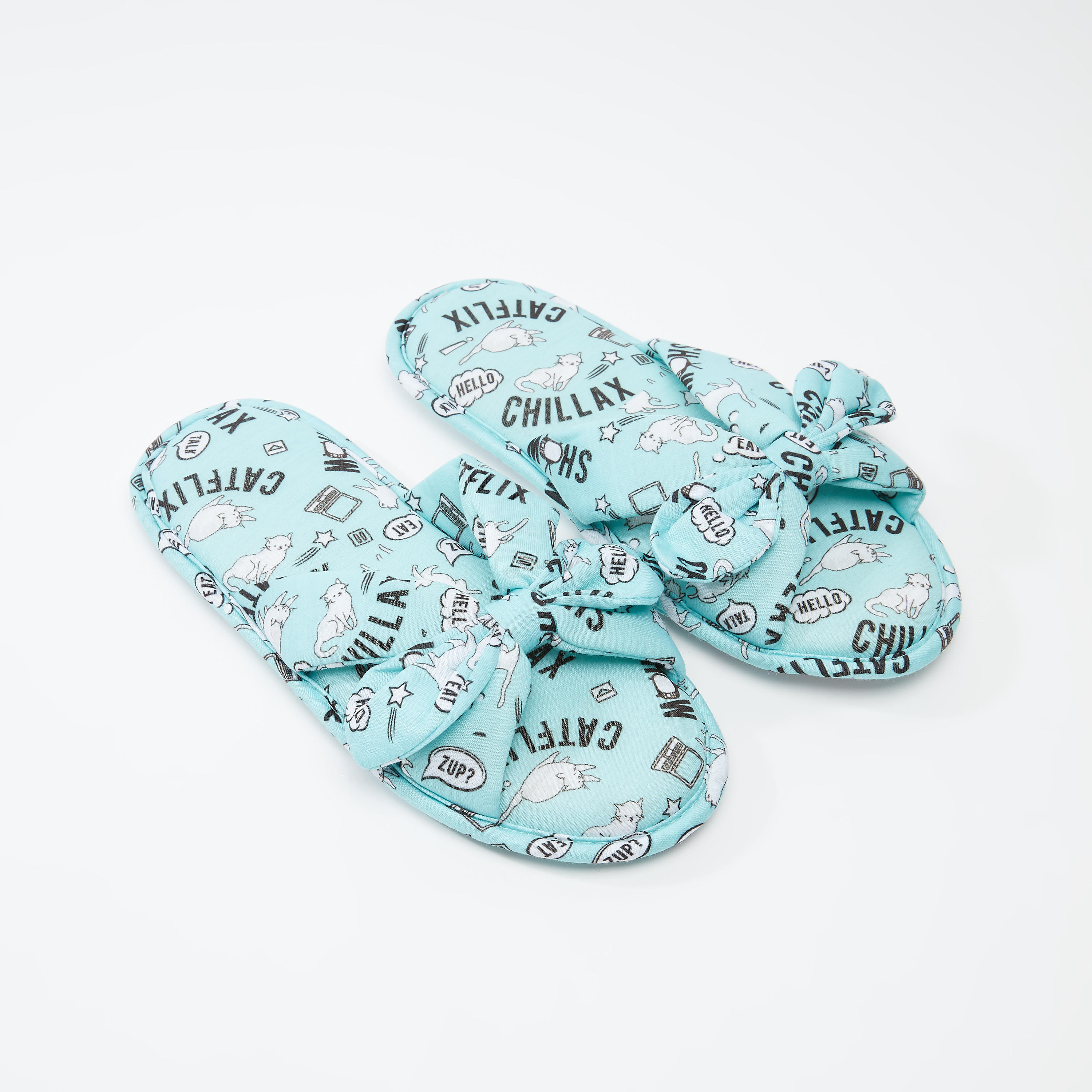 حذاء خفيف بفيونكة وطبعات-women-clothing-nightwear-bedroomslippers-image-1