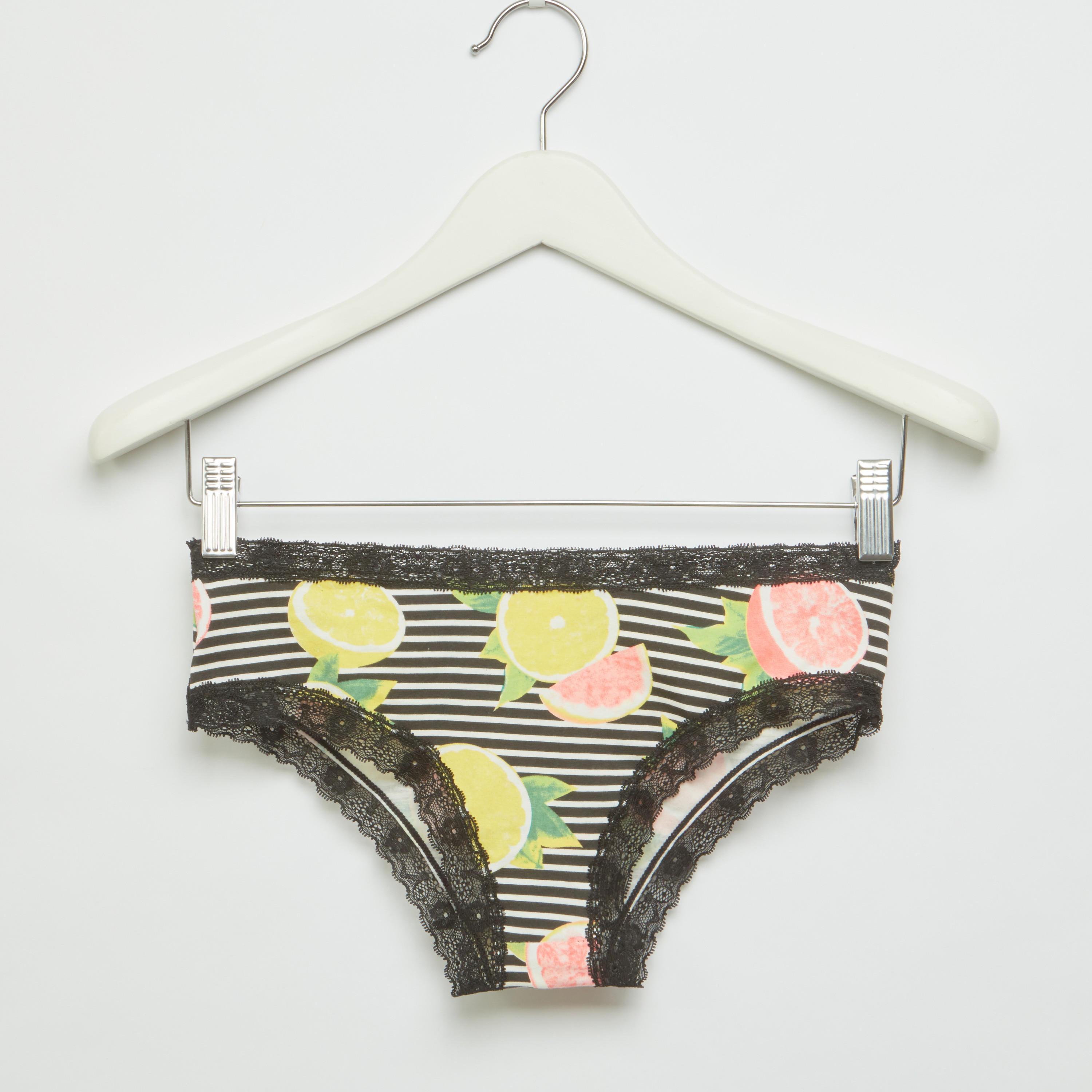 Printed Bikini Briefs with Lace Detail-women-clothing-lingerie-panties-image-1