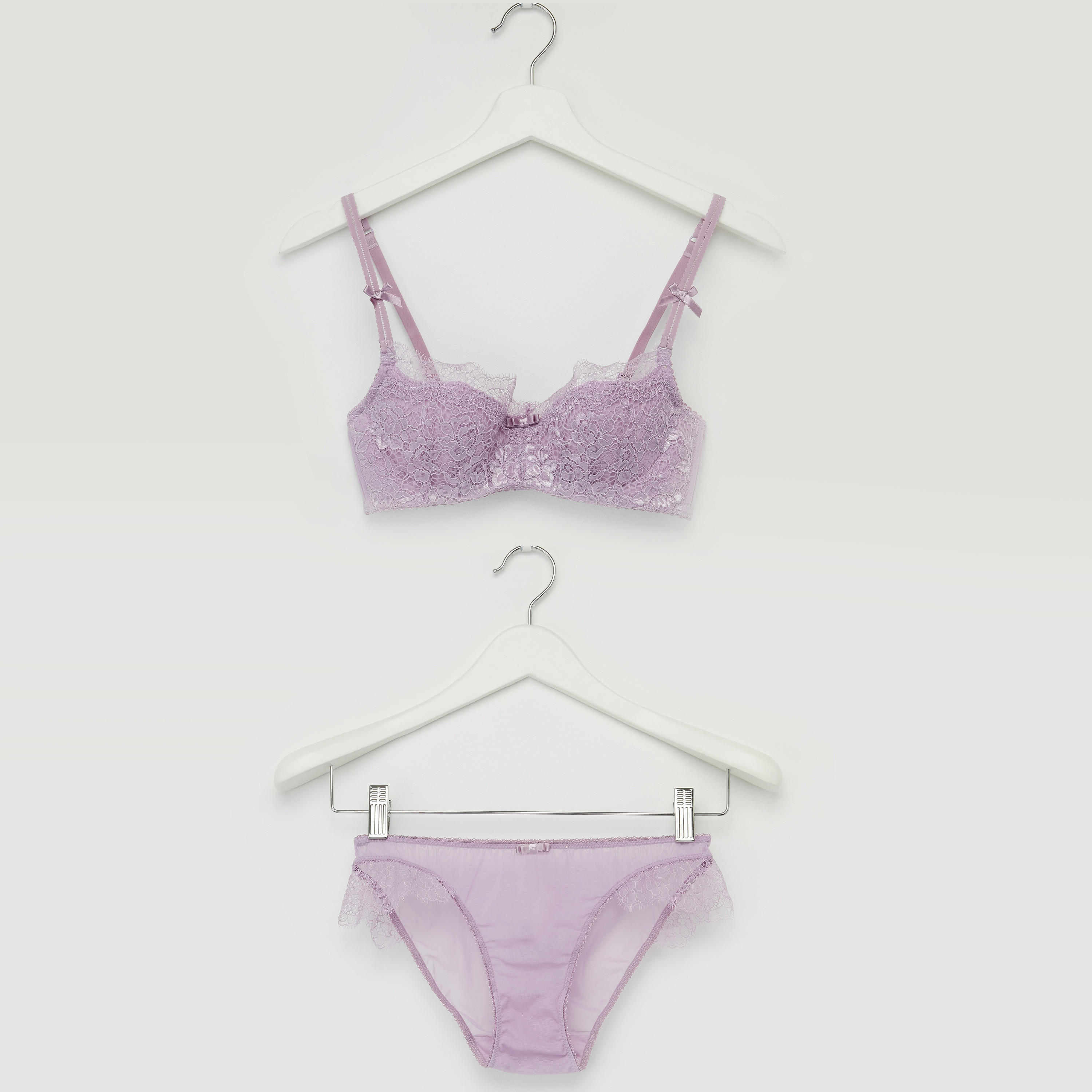 Lace Padded Demi Bra with Bikini Briefs-women-clothing-lingerie-lingeriesets-image-1