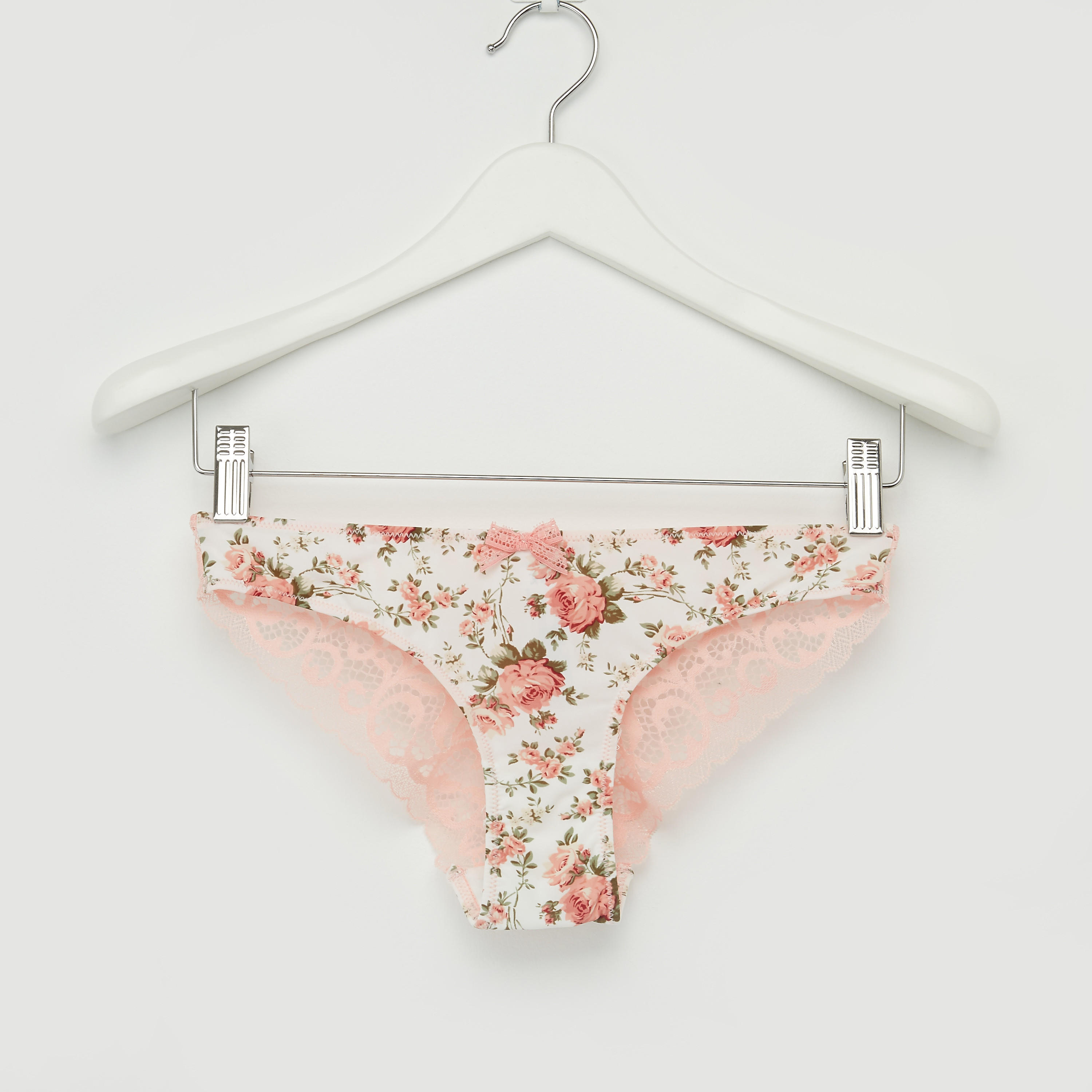 طقم سراويل داخلية بتفاصيل دانتيل وصدريّة مبطّنة بطبعات-women-clothing-lingerie-bras-image-4