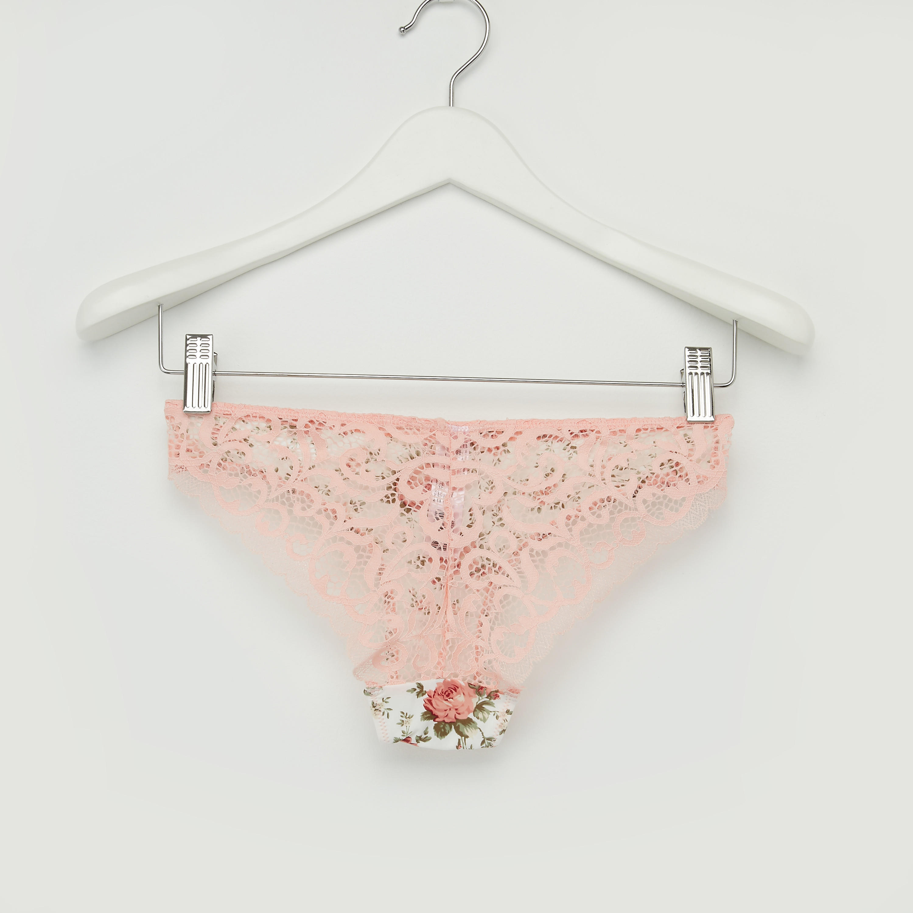 طقم سراويل داخلية بتفاصيل دانتيل وصدريّة مبطّنة بطبعات-women-clothing-lingerie-bras-image-5