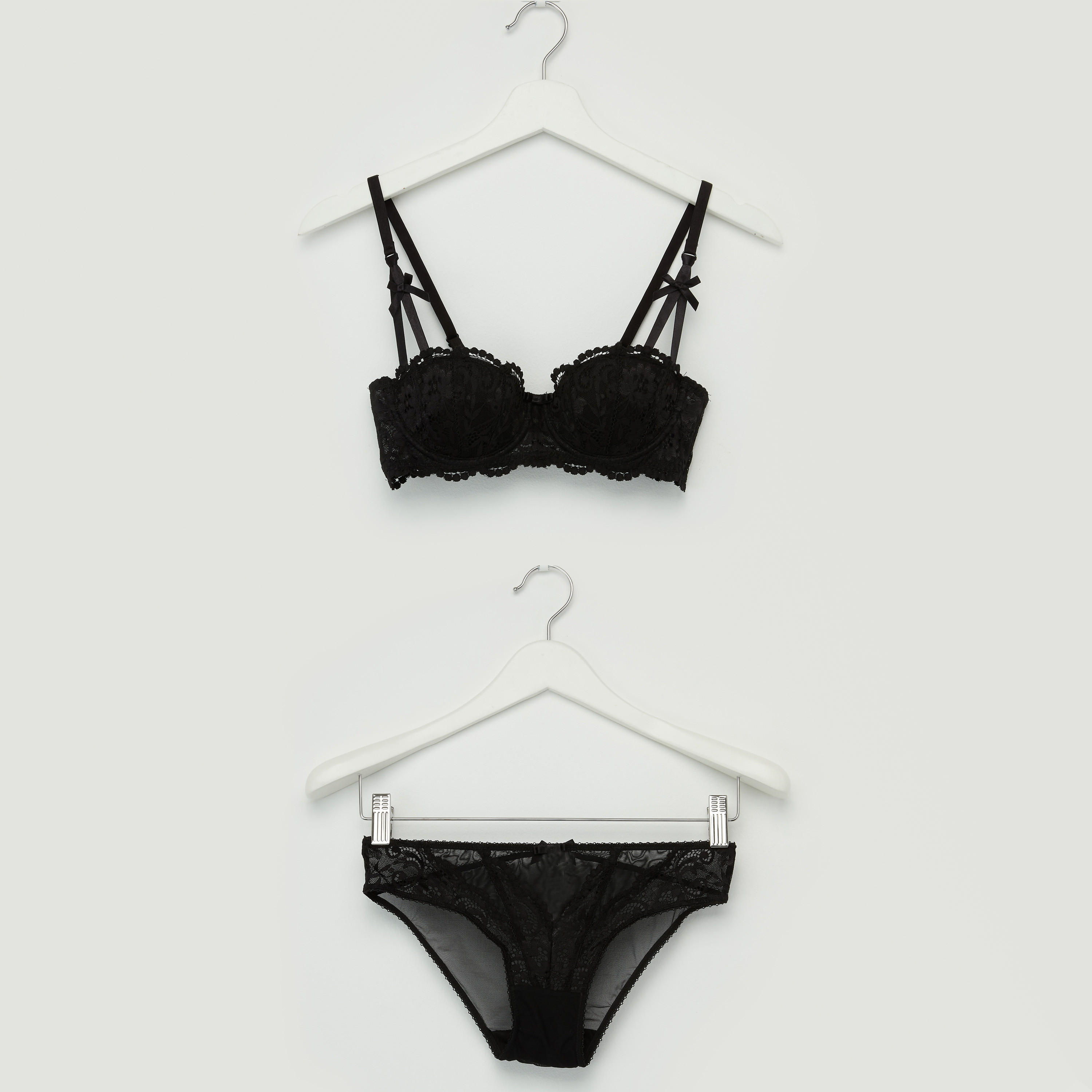 Lace Padded Demi Bra with Bikini Briefs-women-clothing-lingerie-lingeriesets-image-1