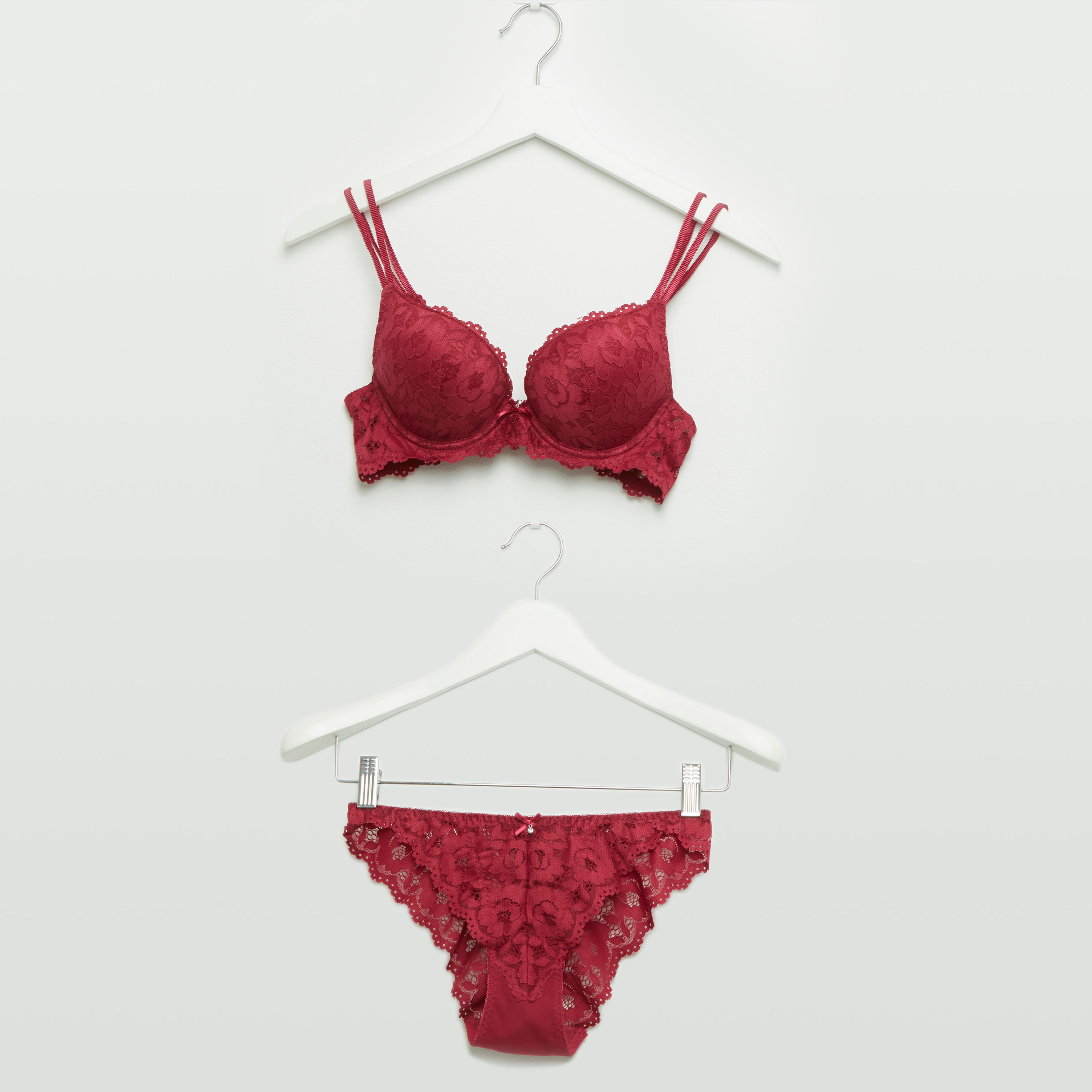 Lace Padded Plunge Bra with Briefs-women-clothing-lingerie-lingeriesets-image-1