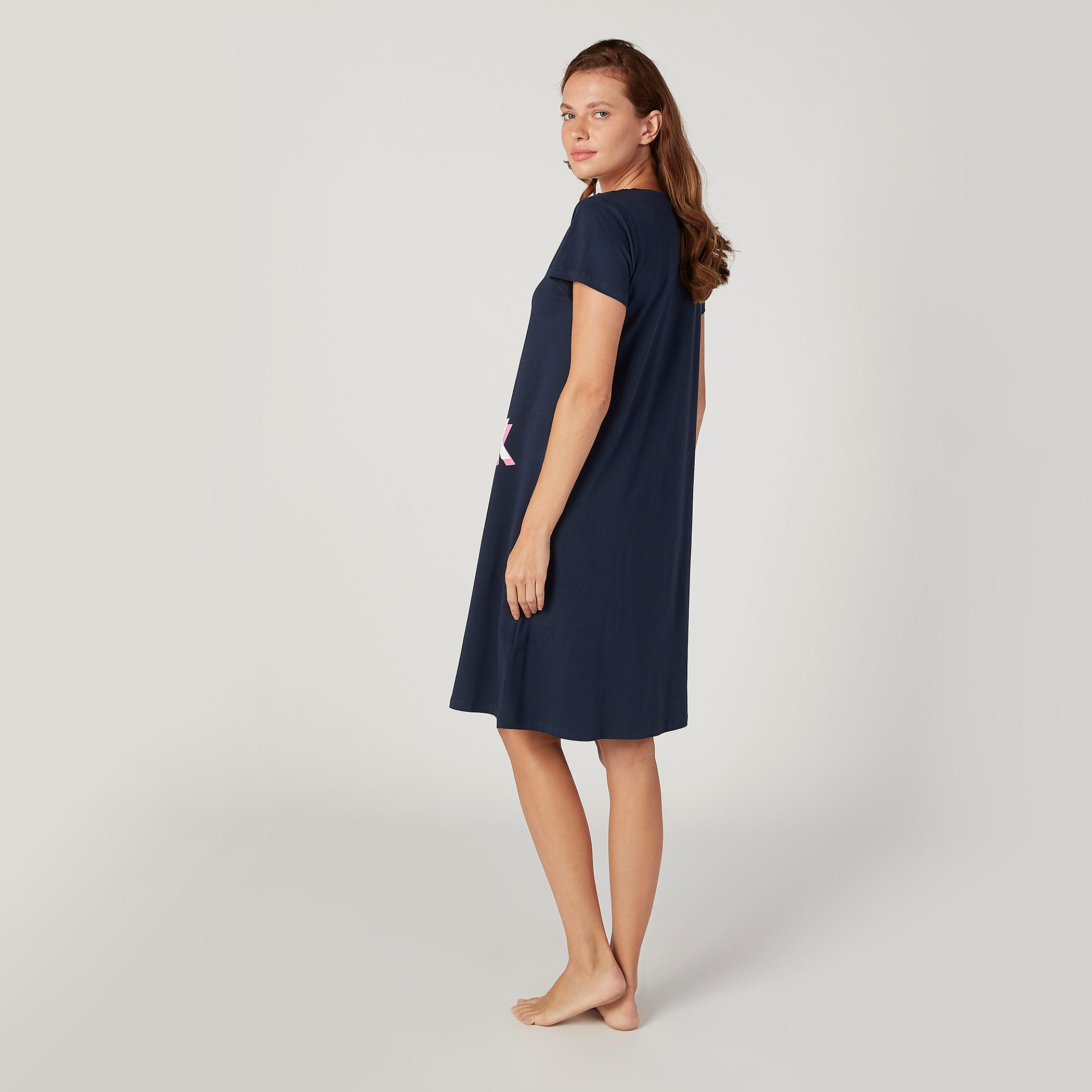 قميص نوم بياقة مستديرة وأكمام قصيرة وطبعات - طقم من قطعتين-women-clothing-nightwear-nighties-image-5