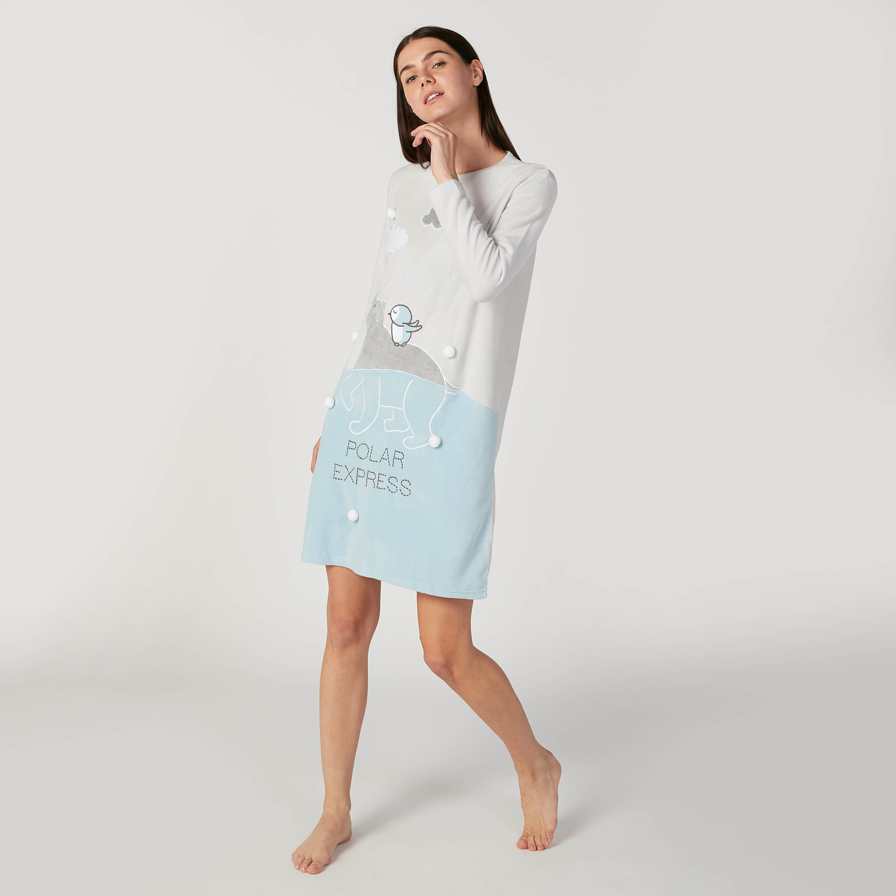 قميص نوم بياقة مستديرة وأكمام طويلة وطبعات-women-clothing-nightwear-nighties-image-1