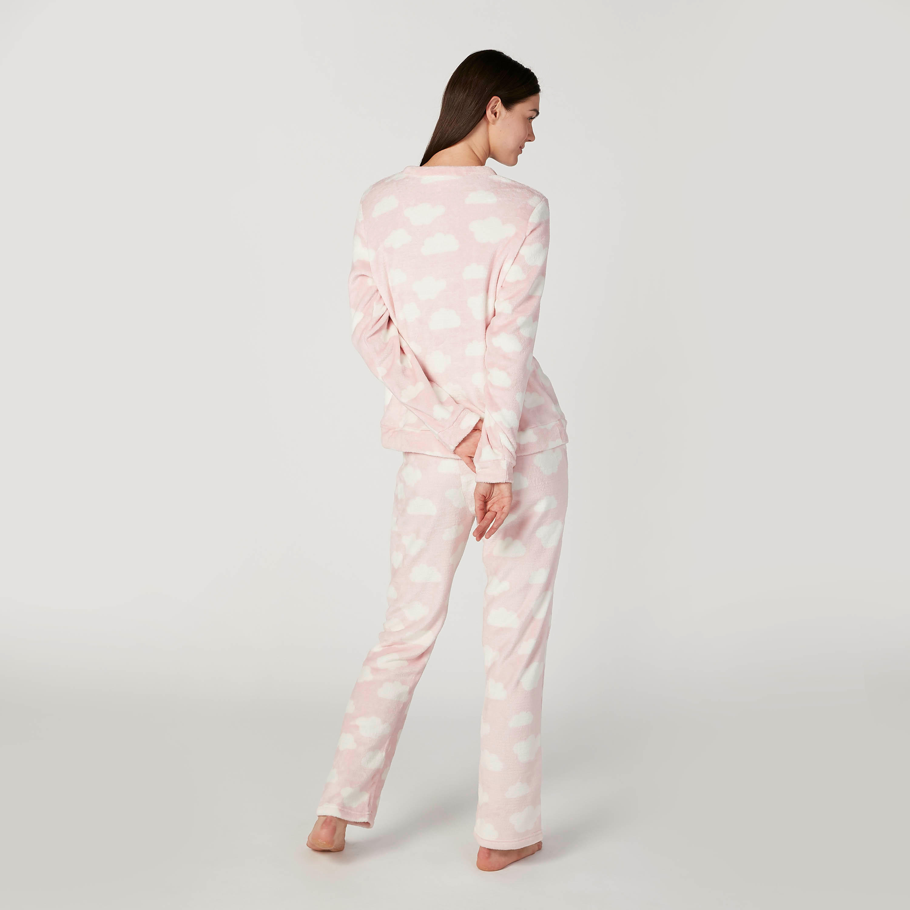 طقم بنطلون بيجاما طويل وتيشيرت بأكمام طويلة وطبعات-women-clothing-nightwear-pyjamas-longsets-image-2