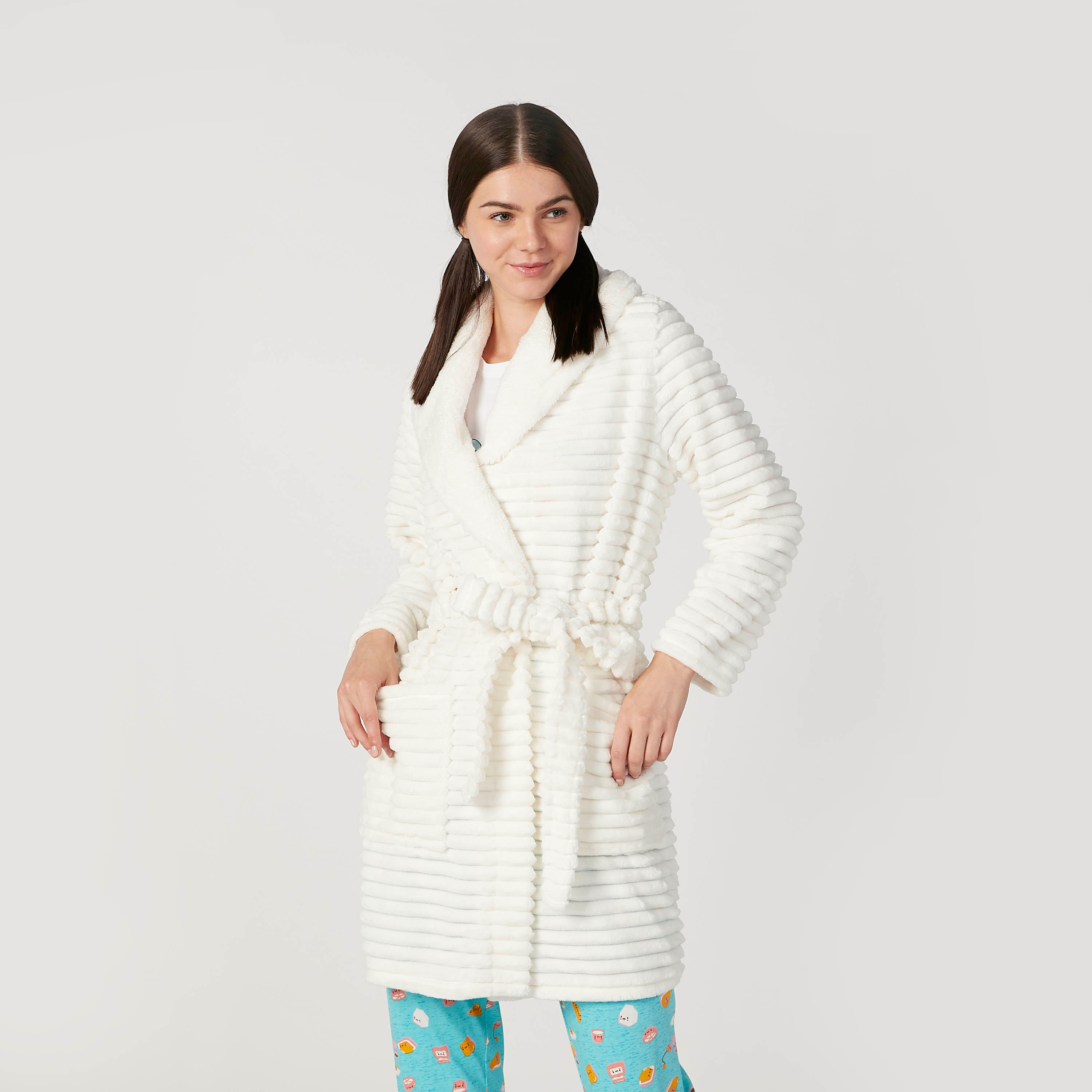 روب بارز الملمس بأكمام طويلة وأربطة-women-clothing-nightwear-robes-image-3