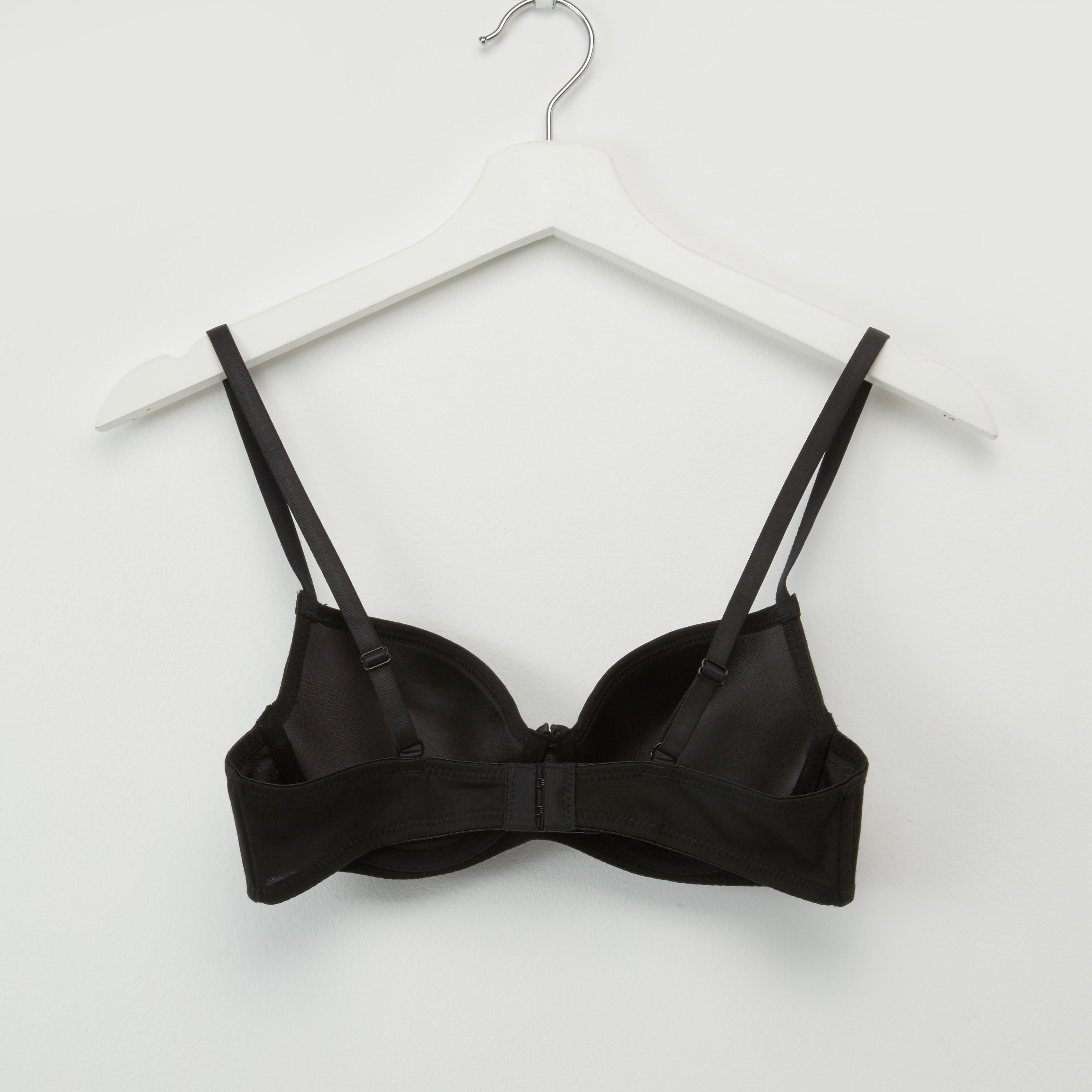 Plain Padded Plunge Bra with Hook and Eye Closure-women-clothing-lingerie-bras-image-2
