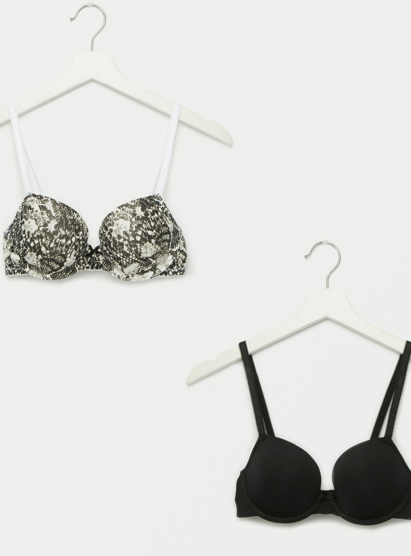 Set of 2 - Assorted Plunge Bra with Hook and Eye Closure-women-clothing-lingerie-bras-image-1