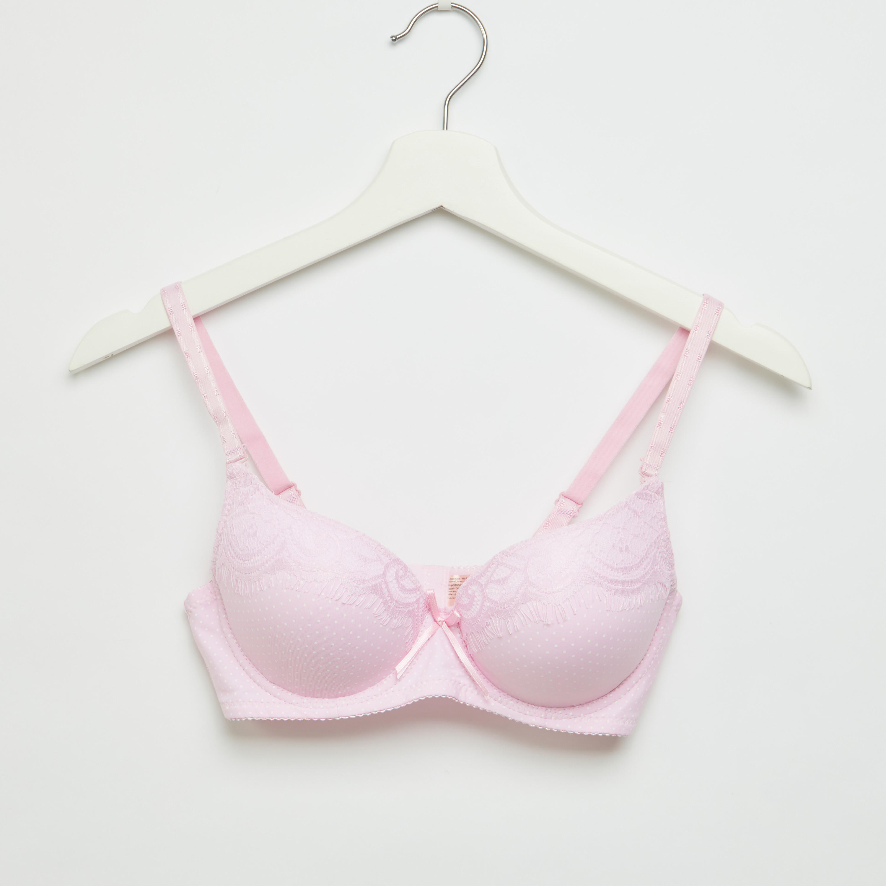 طقم سراويل داخلية وصدريّة ديمي مبطّنة بطبعات منقّطة-women-clothing-lingerie-lingeriesets-image-2