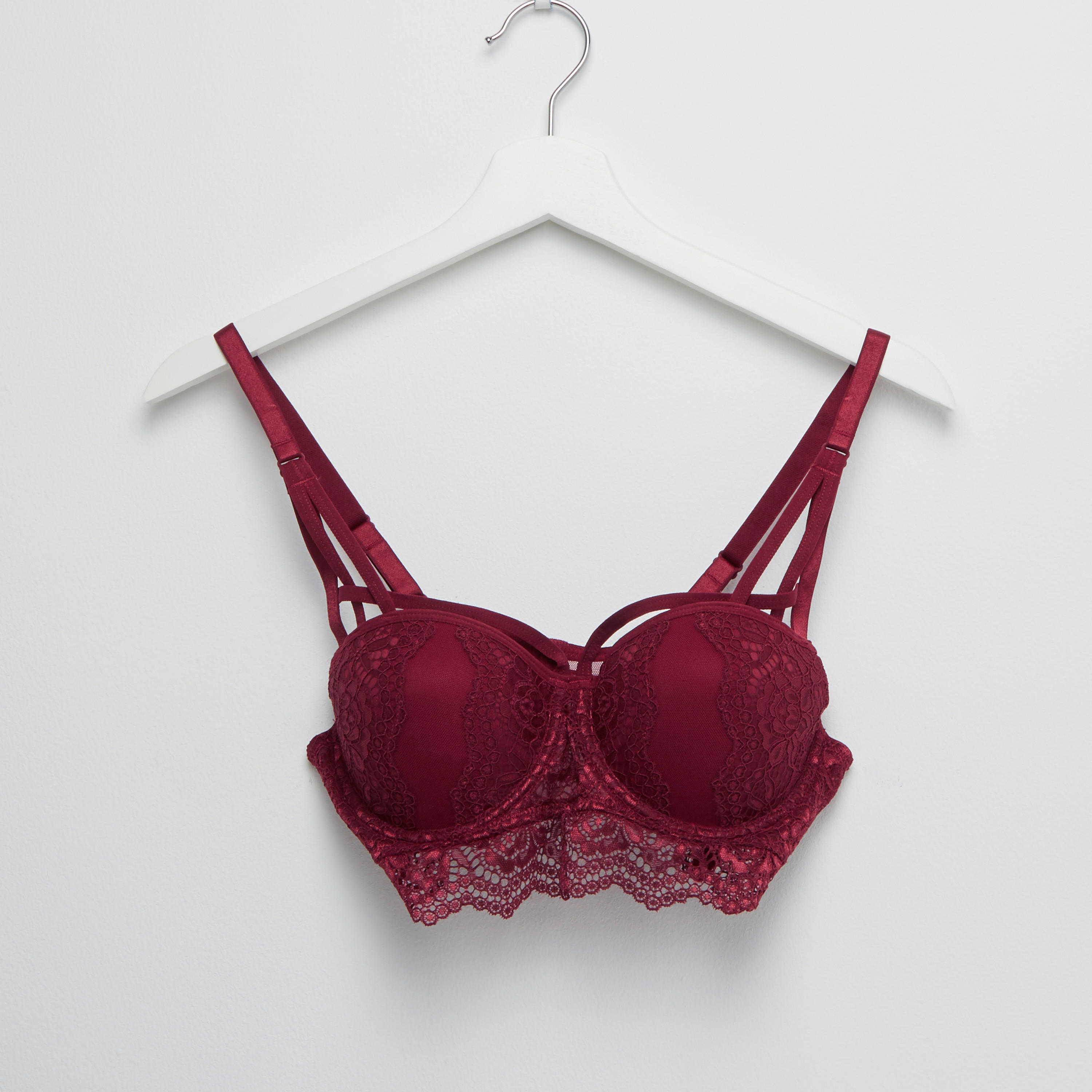 طقم سراويل داخلية وصدريّة ديمي مبطّنة بتفاصيل دانتيل-women-clothing-lingerie-lingeriesets-image-2
