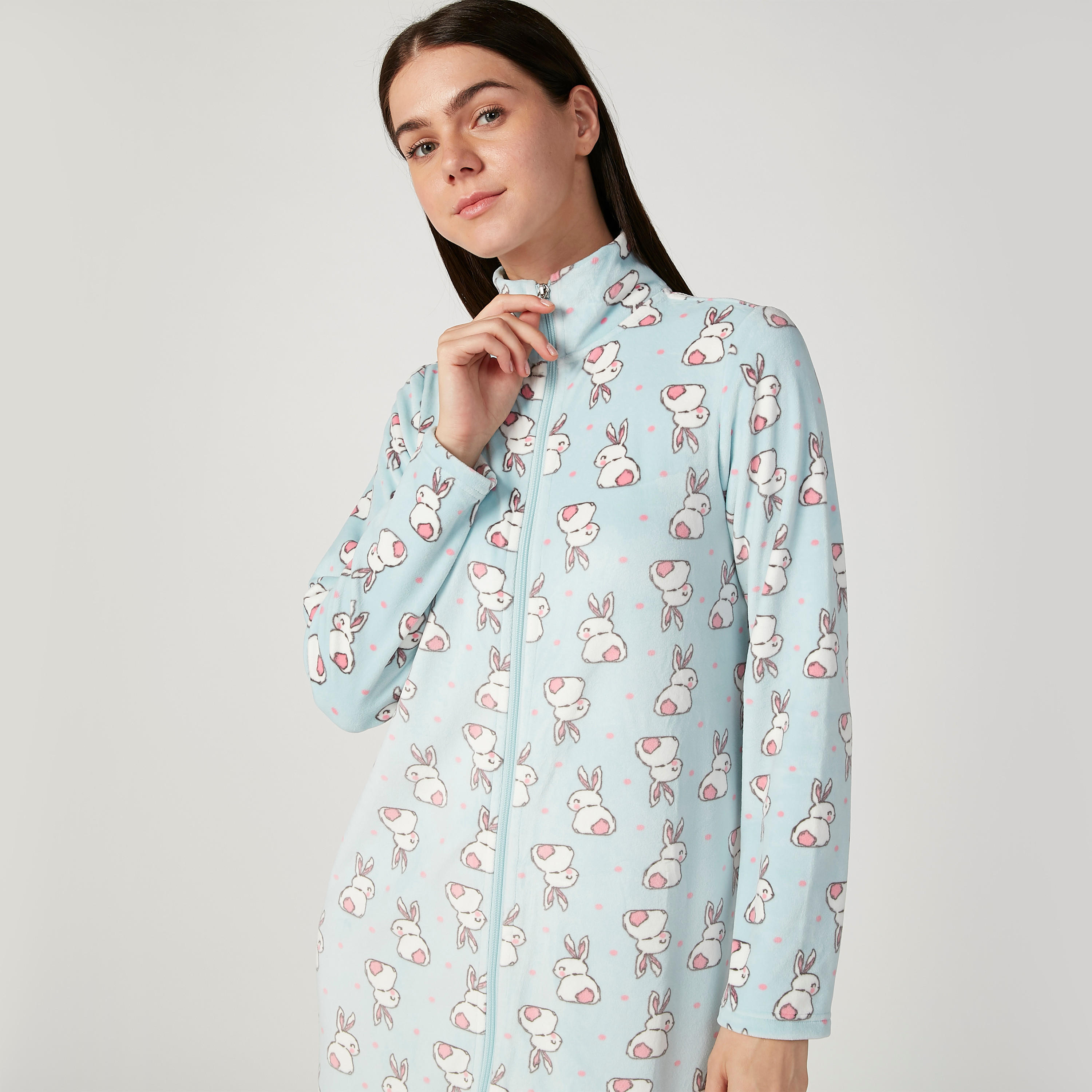 قميص نوم بياقة مستديرة ضيّقة وأكمام طويلة وطبعات-women-clothing-nightwear-nighties-image-3