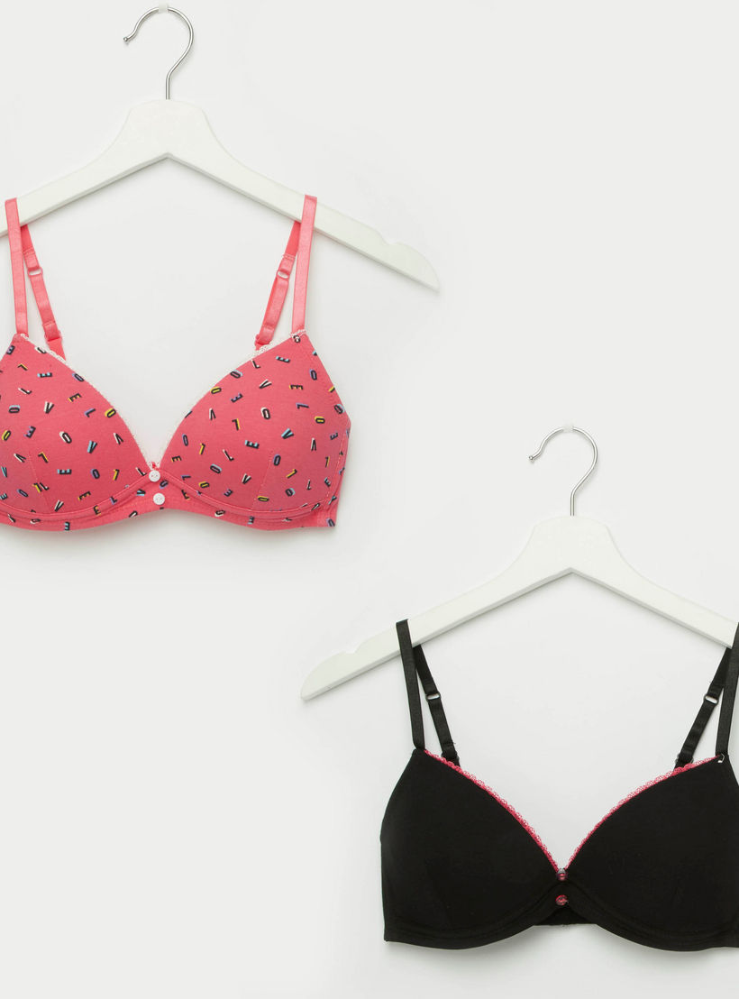 صدريّة تيشيرت ببطانة خفيفة وحمّالات قابلة للتعديل - طقم من قطعتين متنوعتين-women-clothing-lingerie-bras-image-5