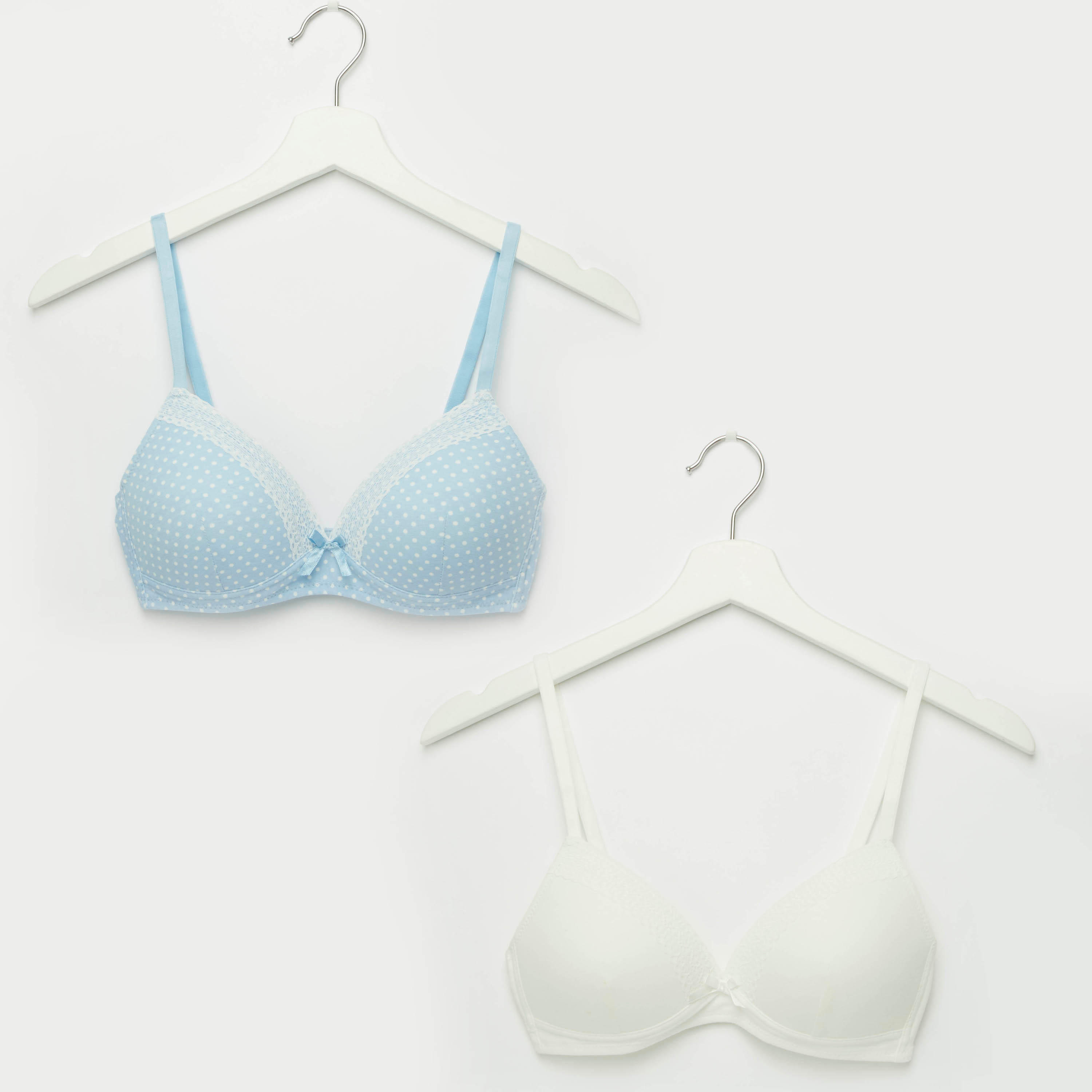 صدريّة تيشيرت ببطانة خفيفة وحمّالات قابلة للتعديل - طقم من قطعتين متنوعتين-women-clothing-lingerie-bras-image-1