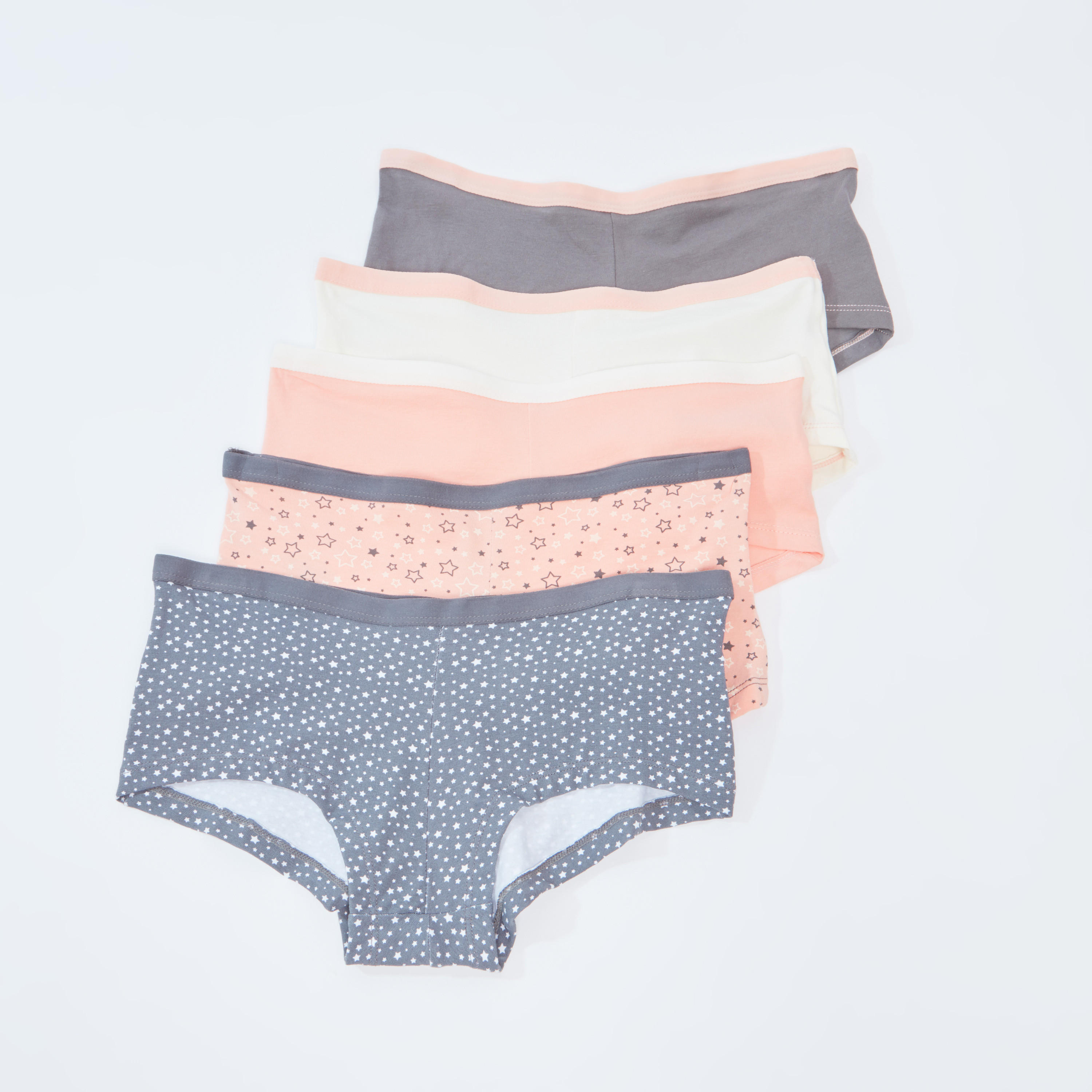 بوي شورت بخصر مطّاطي عريض - طقم من 5 قطع متنوعة-women-clothing-lingerie-panties-image-1