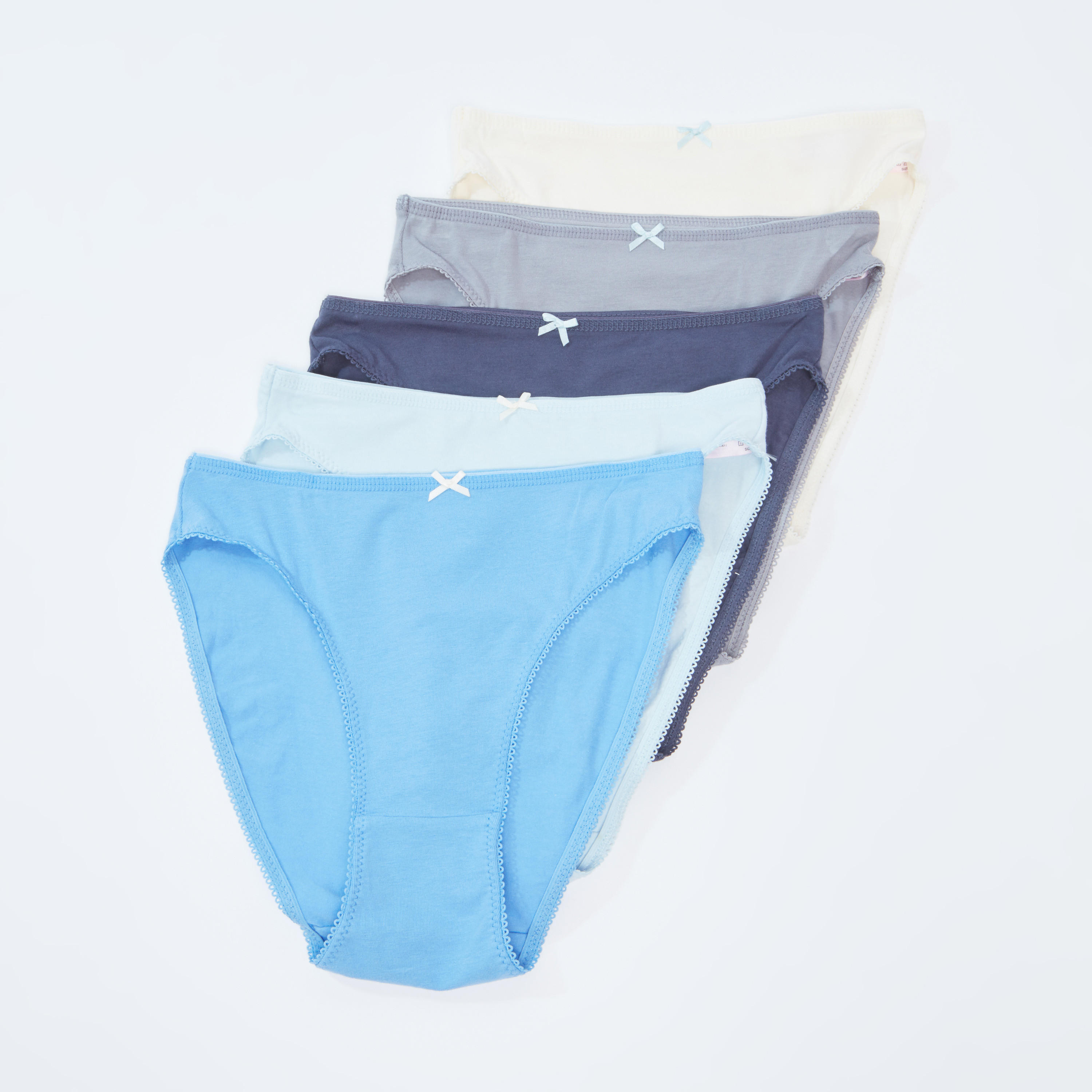 سراويل داخلية سادة مرتفعة بخصر مطّاطي - طقم من 5 قطع-women-clothing-lingerie-panties-image-1