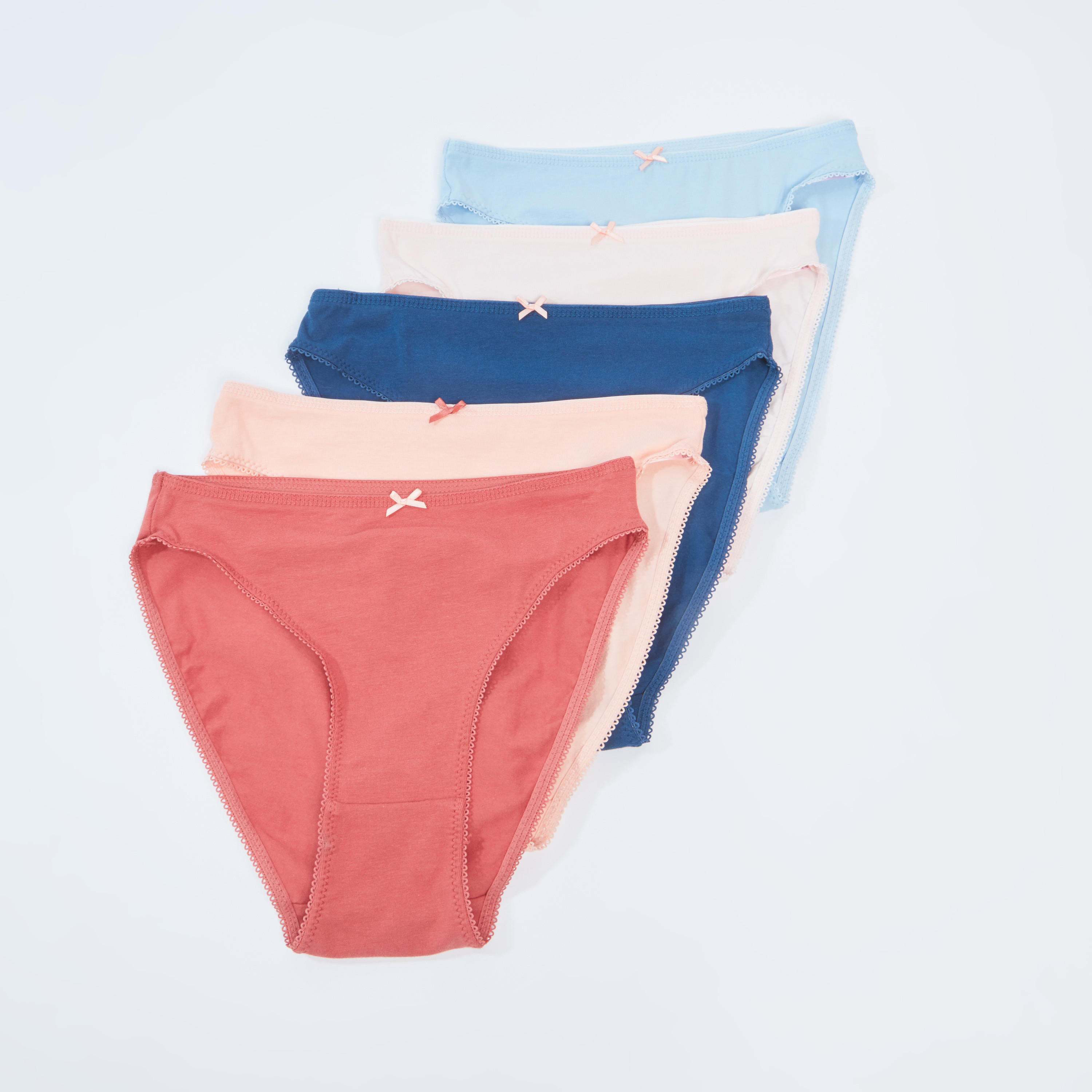 سراويل داخلية مستدامة سادة مرتفعة - طقم من 5 قطع-women-clothing-lingerie-panties-image-1