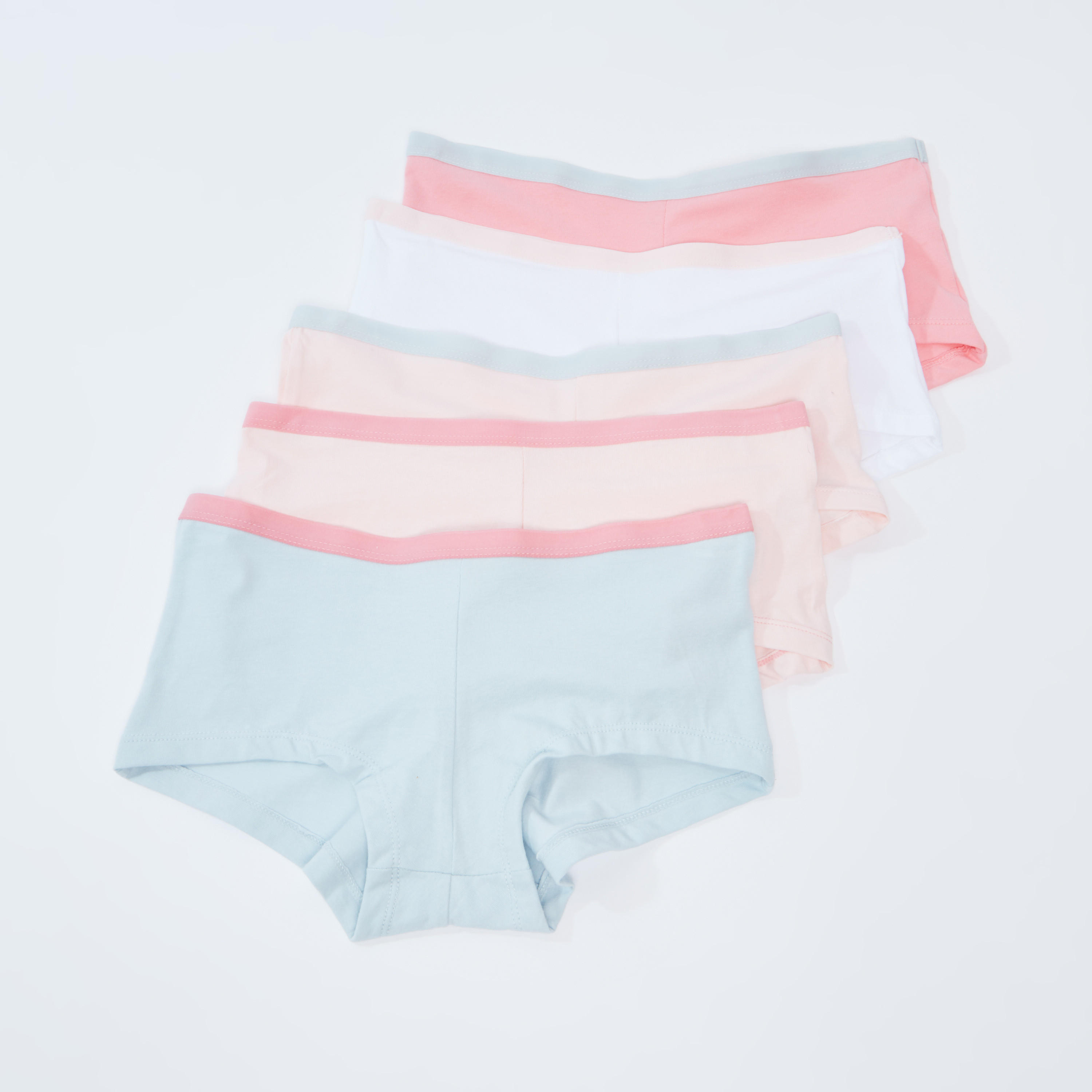 سراويل داخلية بوي شورت سادة بخصر مطّاطي عريض - طقم من 5 قطع-women-clothing-lingerie-panties-image-1