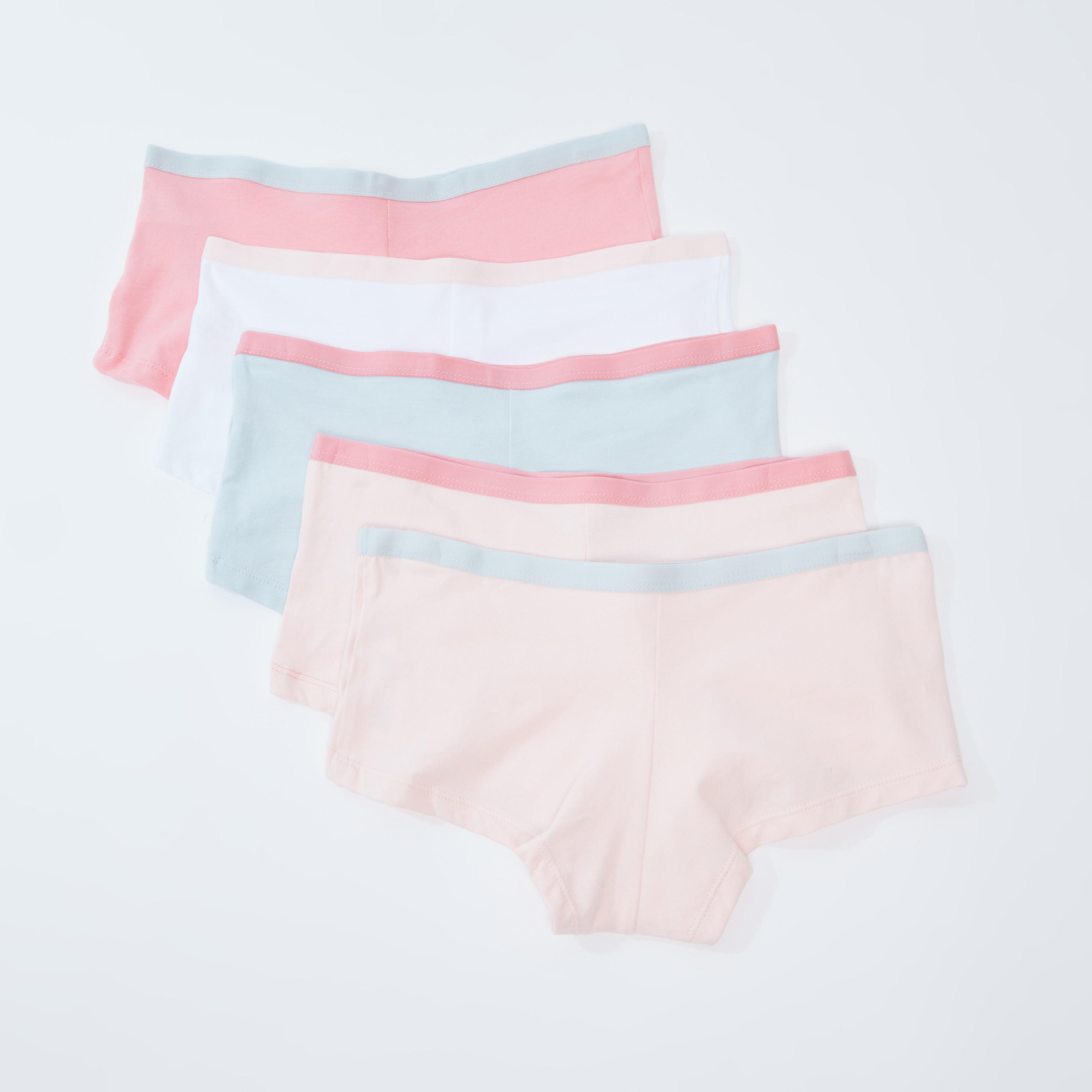 سراويل داخلية بوي شورت سادة بخصر مطّاطي عريض - طقم من 5 قطع-women-clothing-lingerie-panties-image-3