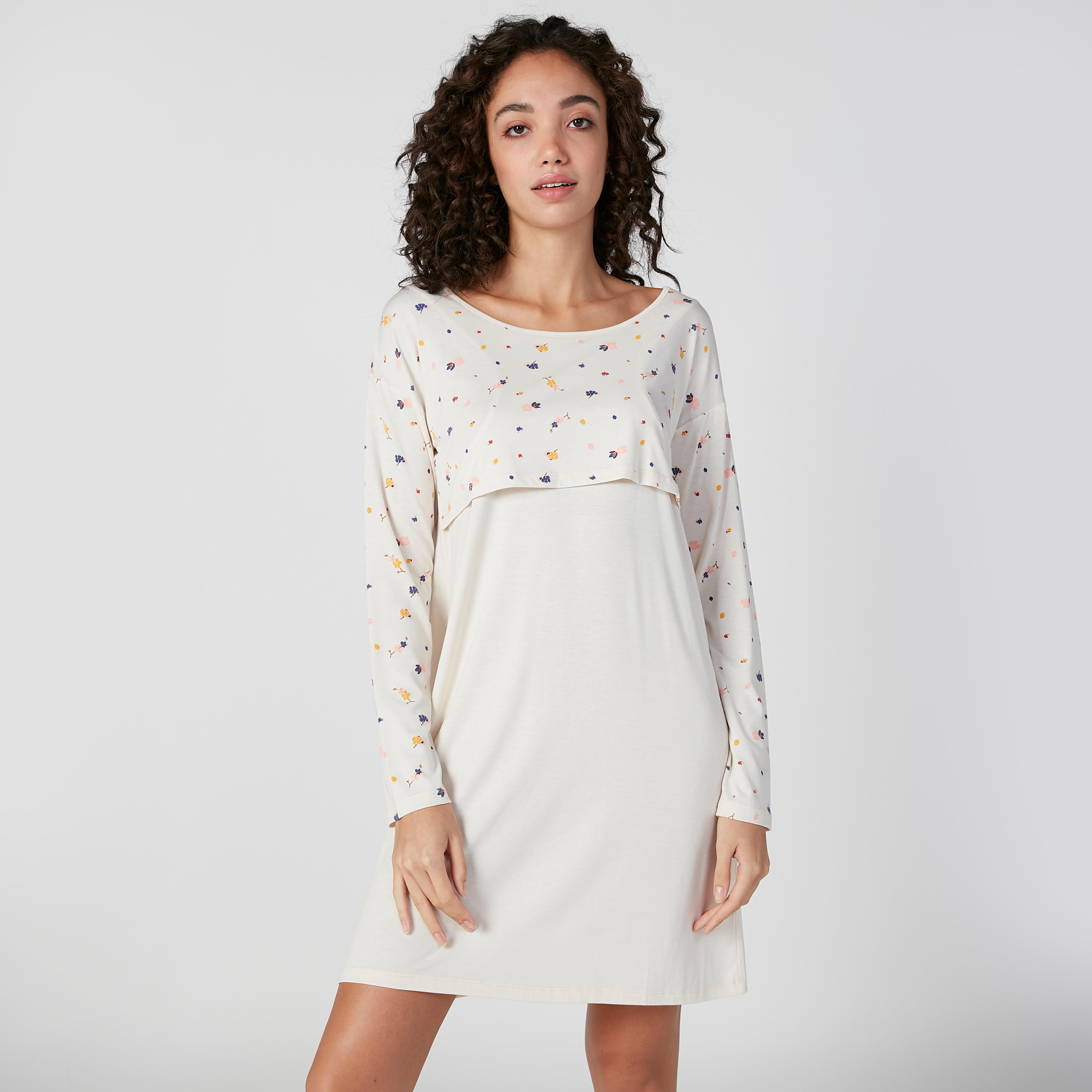 فستان تيشيرت بياقة قارب وأكمام طويلة وطبعات-women-clothing-nightwear-nighties-image-1