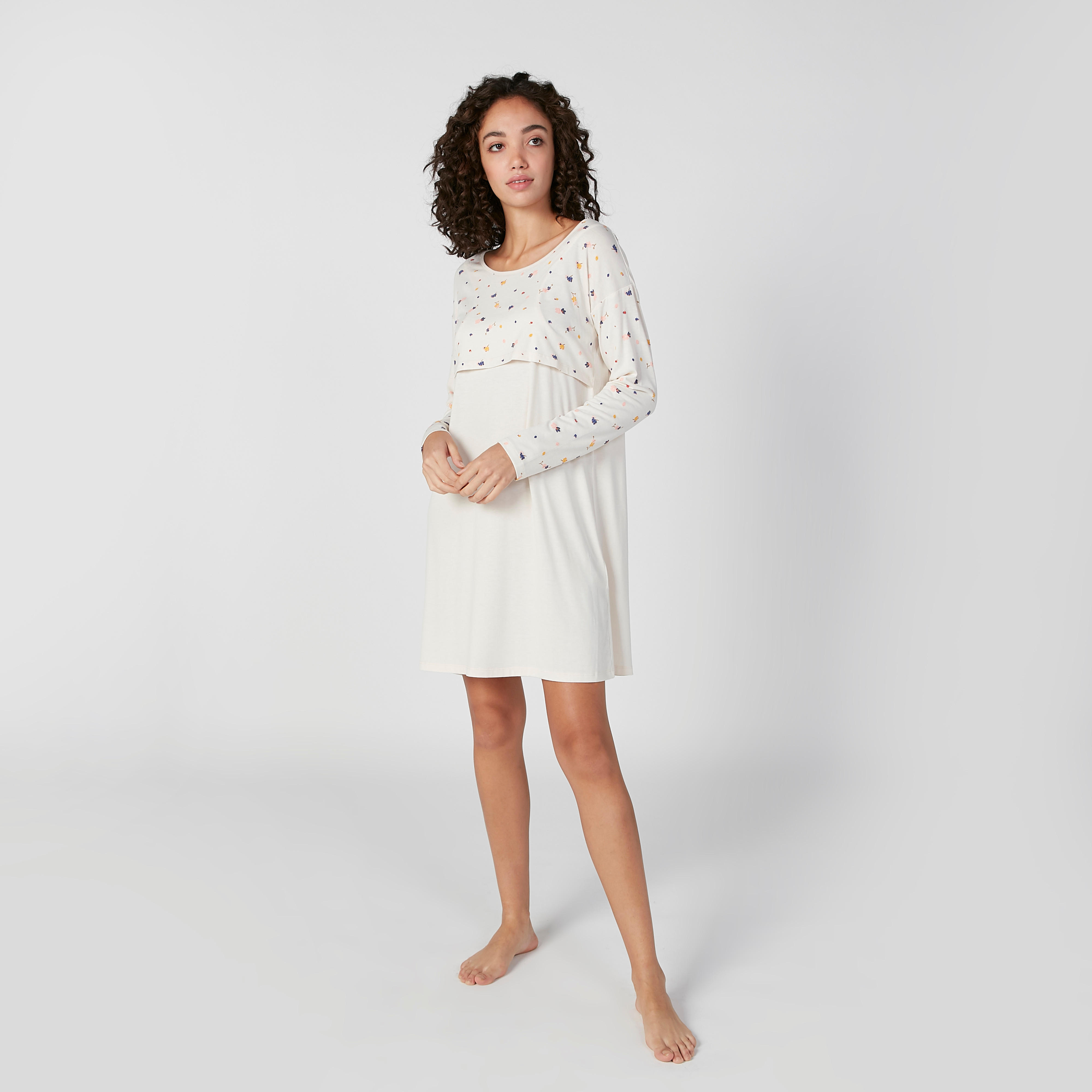 فستان تيشيرت بياقة قارب وأكمام طويلة وطبعات-women-clothing-nightwear-nighties-image-4