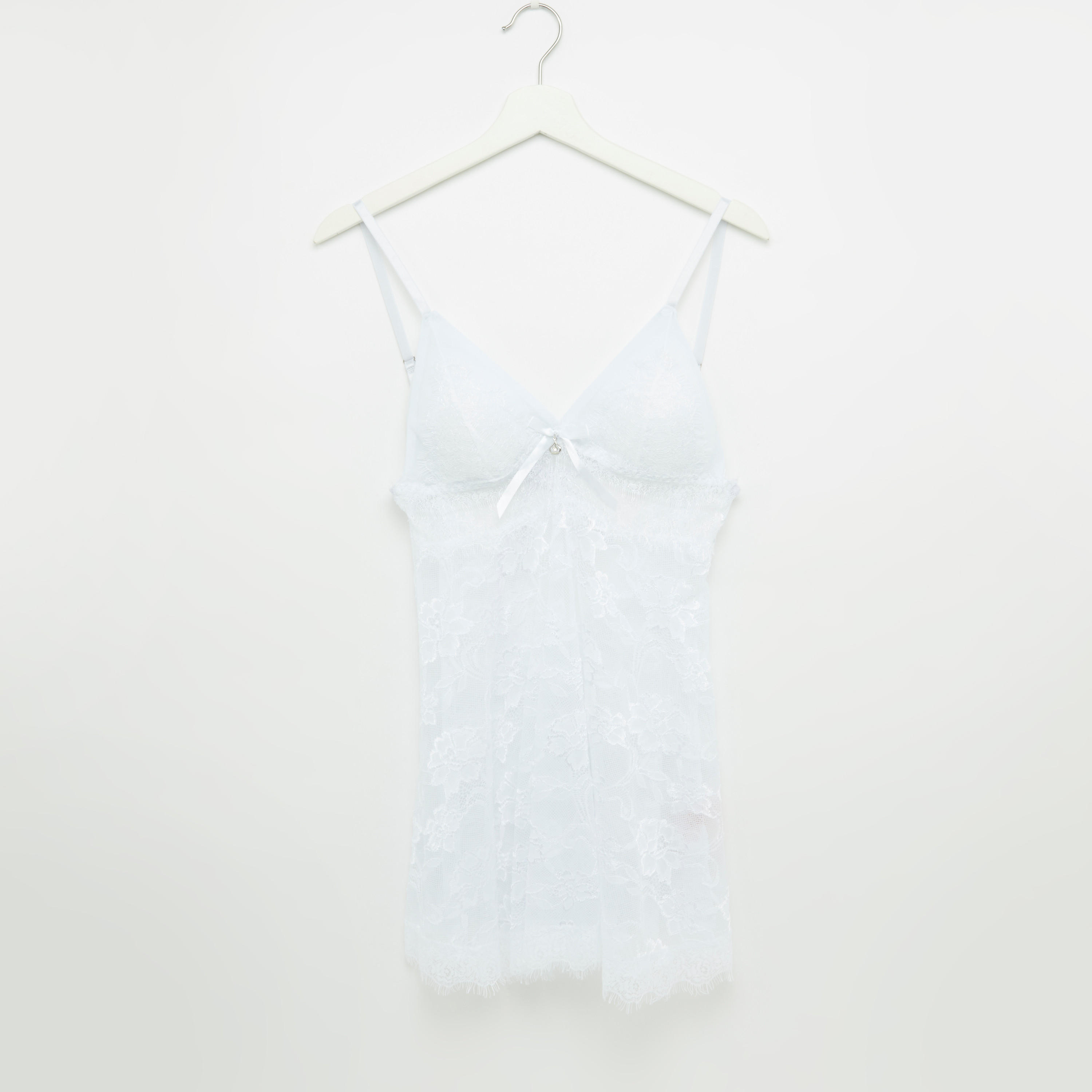 قميص نوم دانتيل بأربطة مع ثونج-women-clothing-lingerie-babydollsandbodysuits-image-2