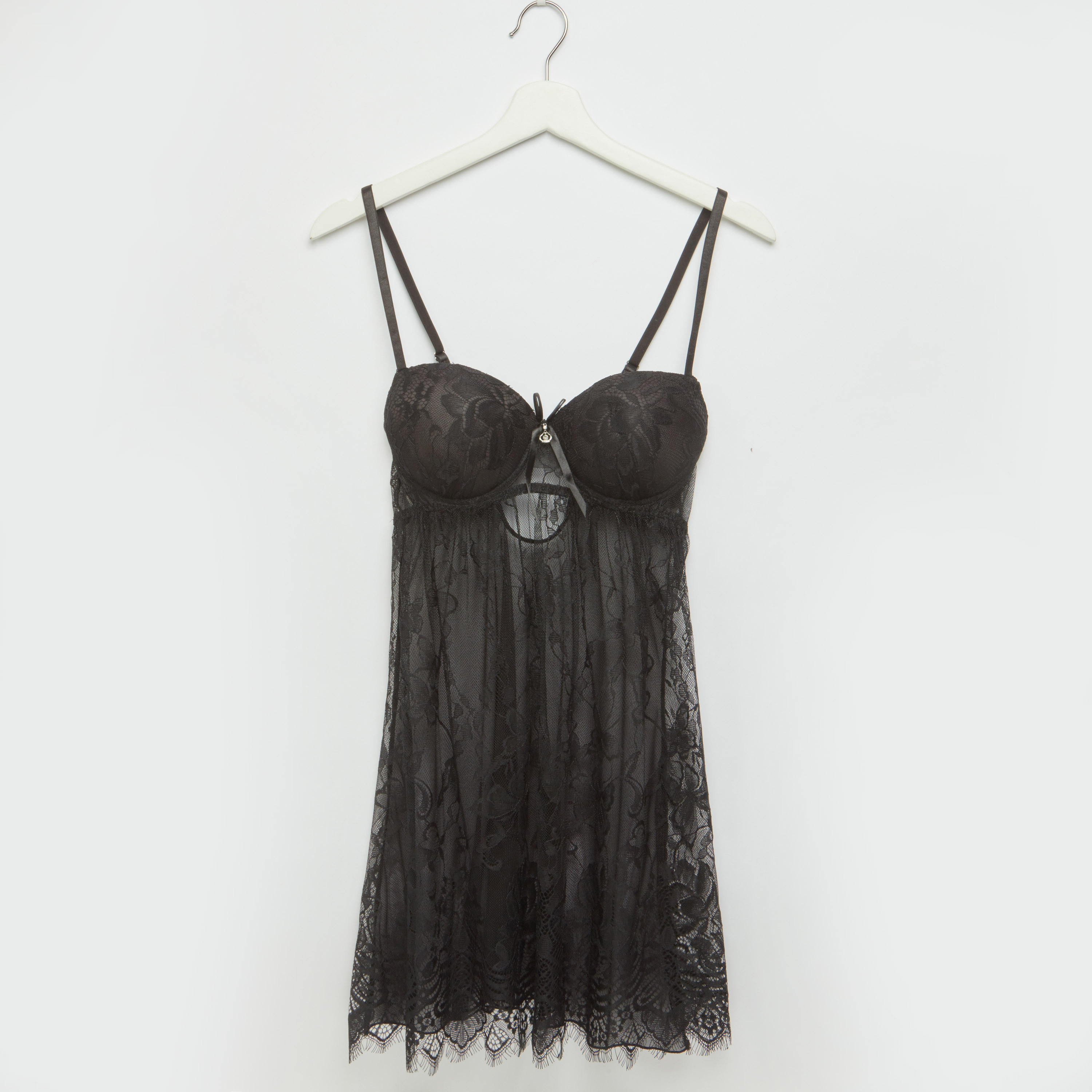 قميص نوم دانتيل مبطّن بحمّالات رفيعة-women-clothing-nightwear-nighties-image-1