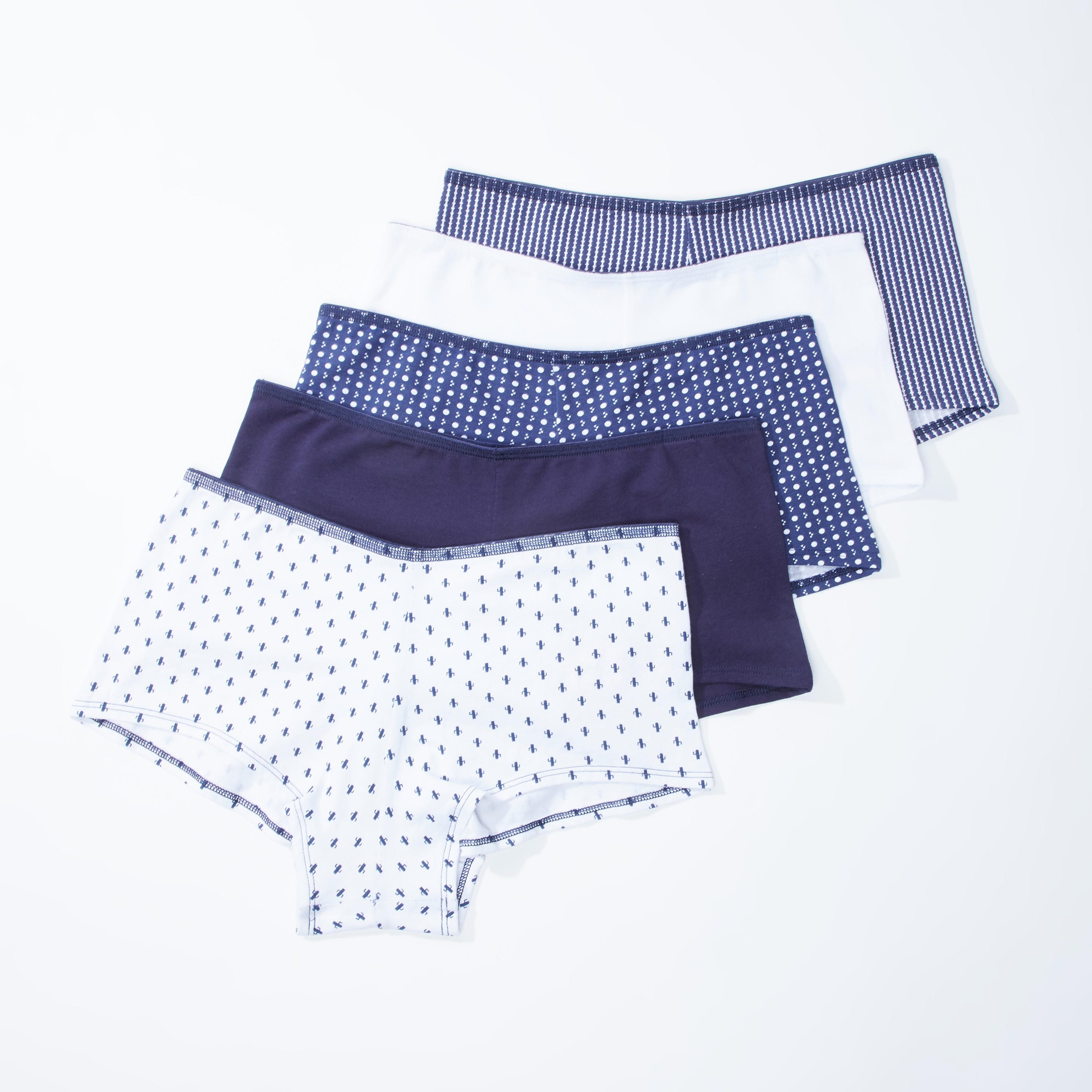 سراويل داخلية بوي شورت بخصر مطّاطي - طقم من 5 قطع-women-clothing-lingerie-panties-image-1