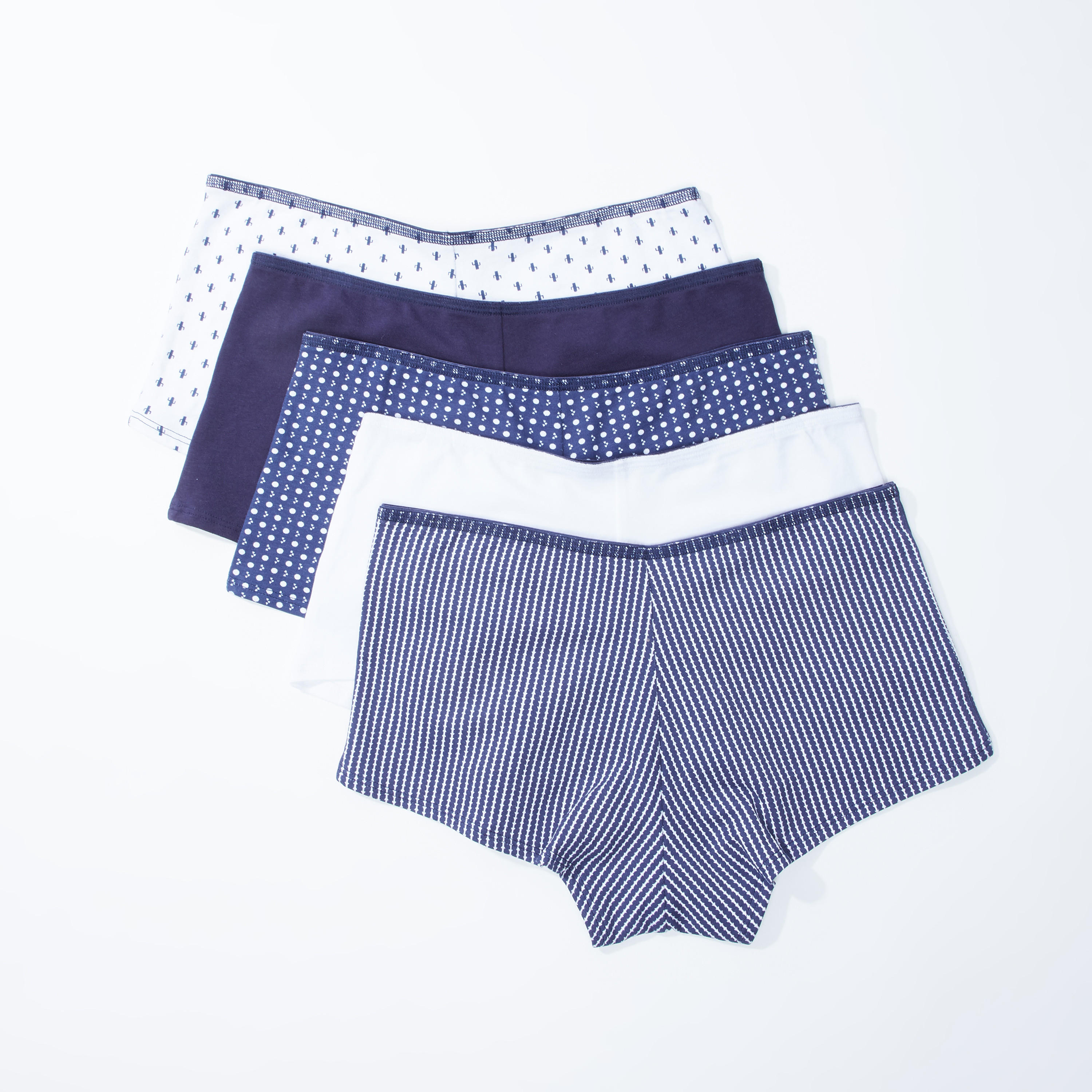 سراويل داخلية بوي شورت بخصر مطّاطي - طقم من 5 قطع-women-clothing-lingerie-panties-image-2
