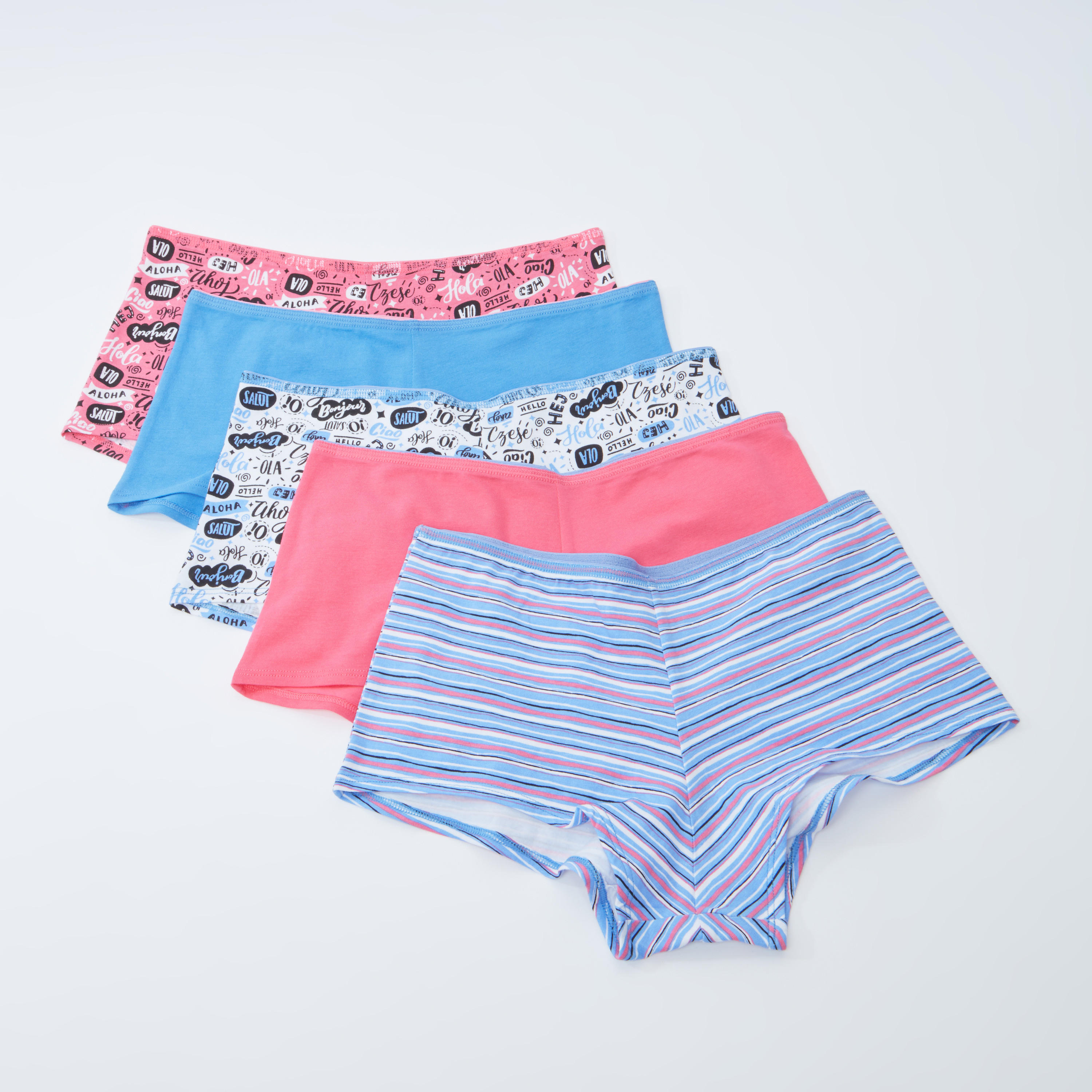 سراويل داخلية بوي شورت متنوعة بخصر مطاطي - طقم من 5 قطع-women-clothing-lingerie-panties-image-3