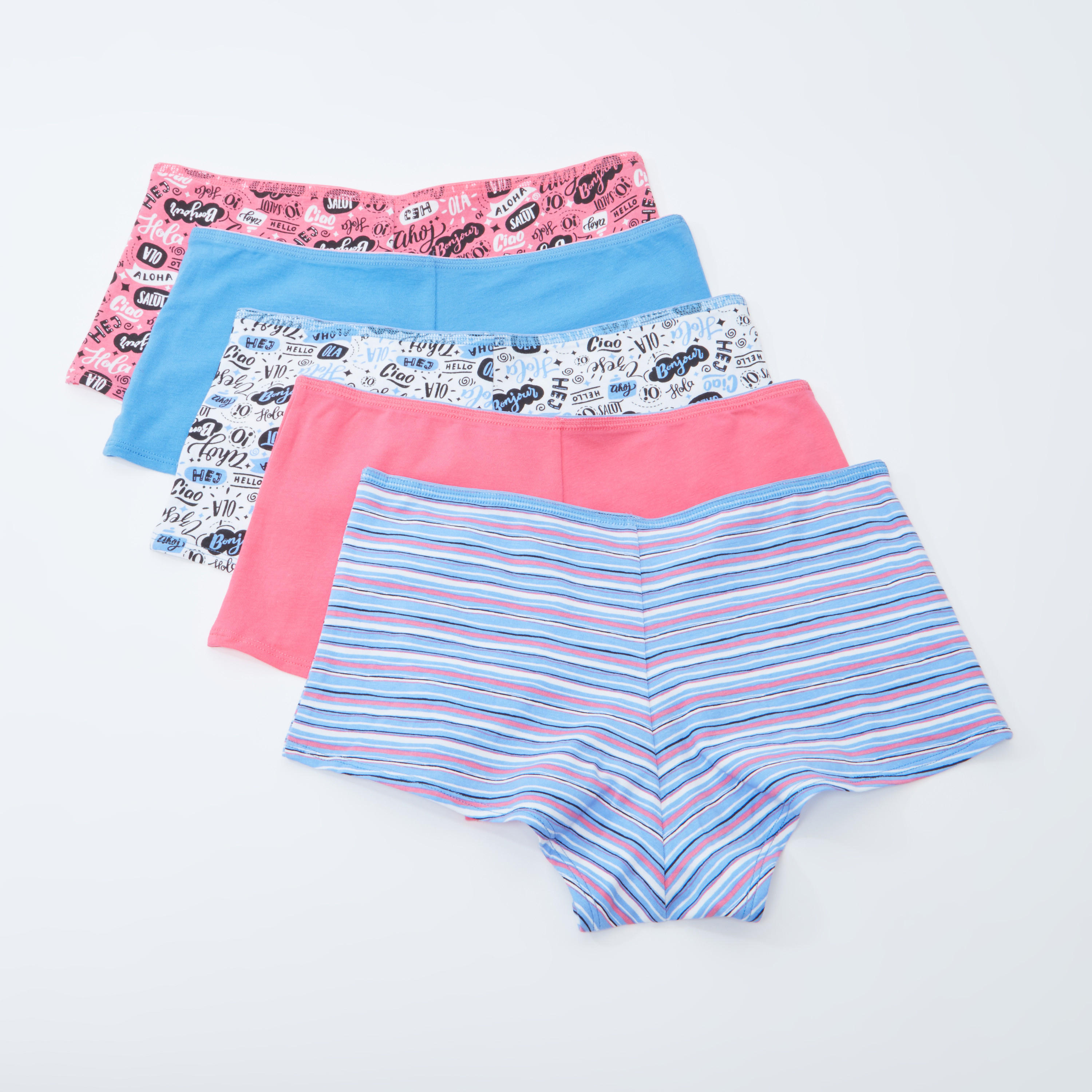 سراويل داخلية بوي شورت متنوعة بخصر مطاطي - طقم من 5 قطع-women-clothing-lingerie-panties-image-2