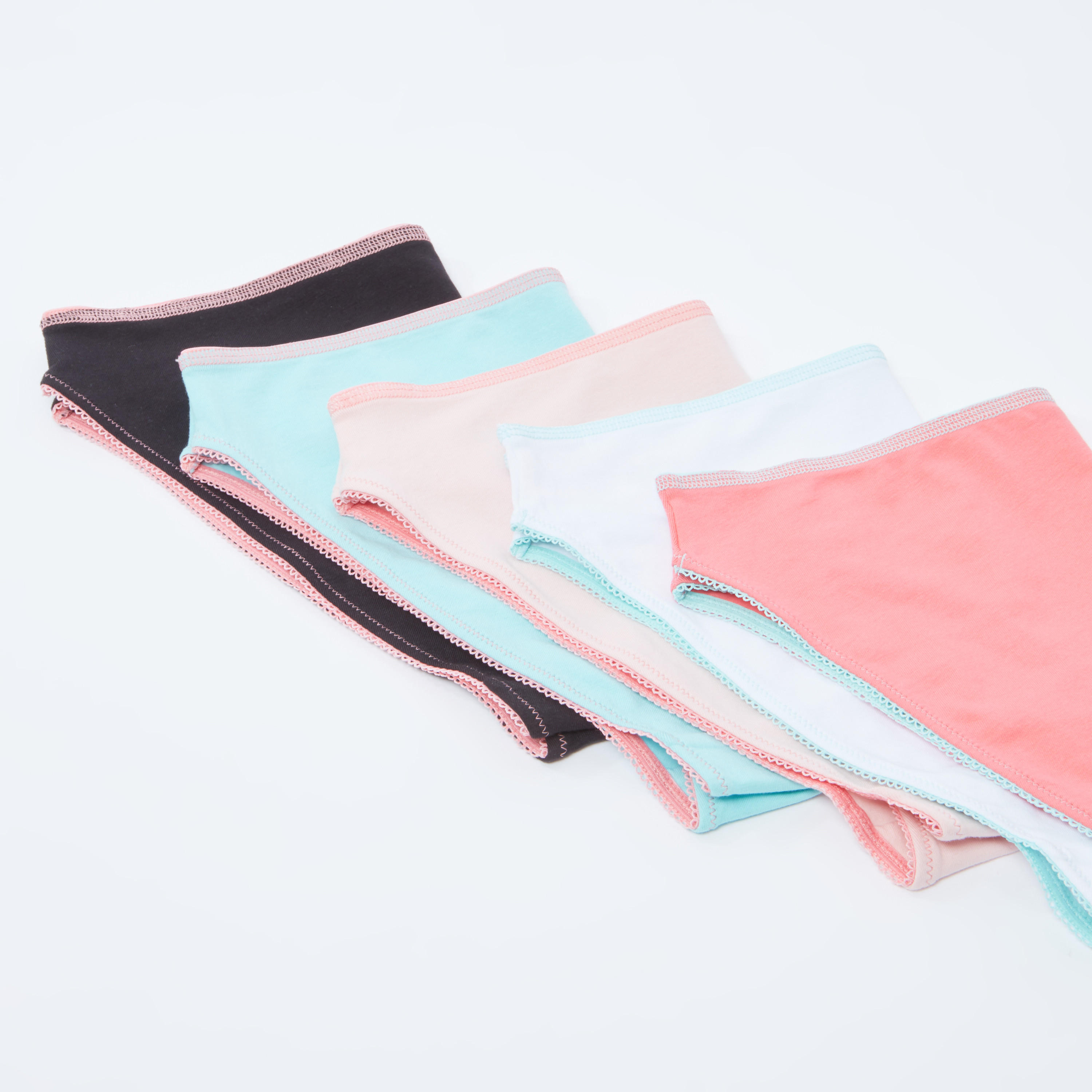 سراويل داخلية مرتفعة سادة بتفاصيل دانتيل - طقم من 5 قطع-women-clothing-lingerie-panties-image-3