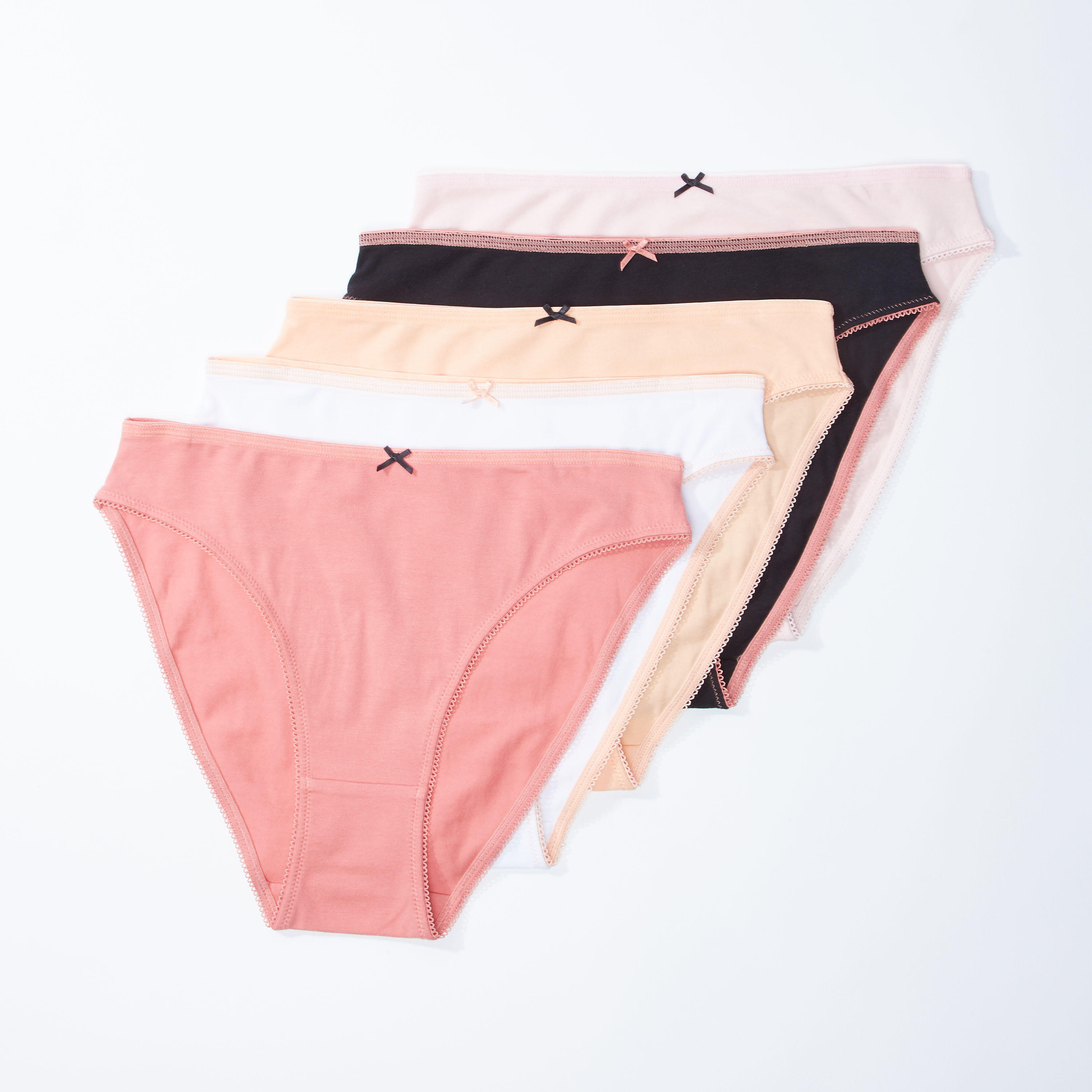 سراويل داخلية مستدام سادة بخصر مطاطي من خامات - طقم من 5 قطع-women-clothing-lingerie-panties-image-1