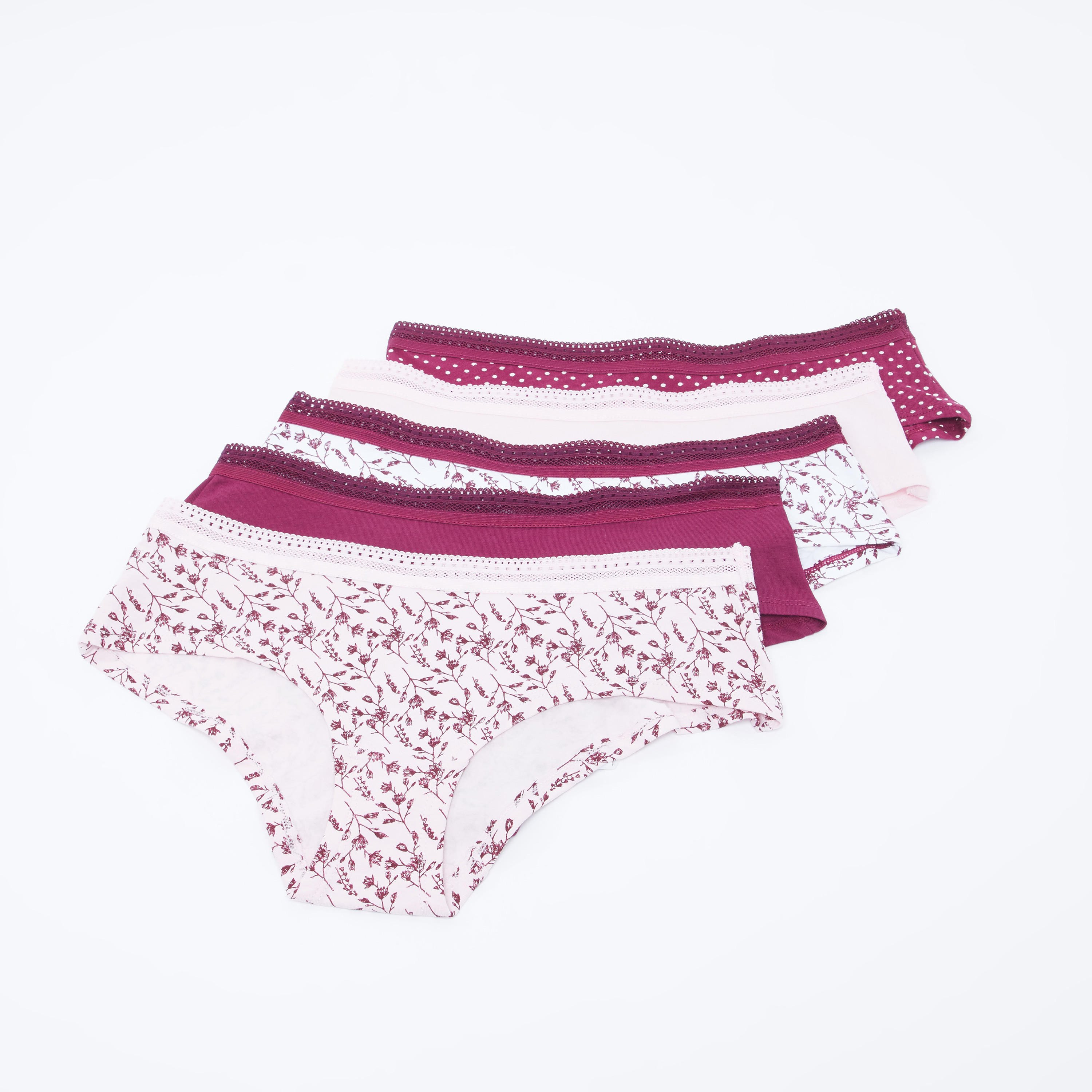 سراويل داخلية بخصر مطّاطي وطبعات- طقم من 5 قطع-women-clothing-lingerie-panties-image-1