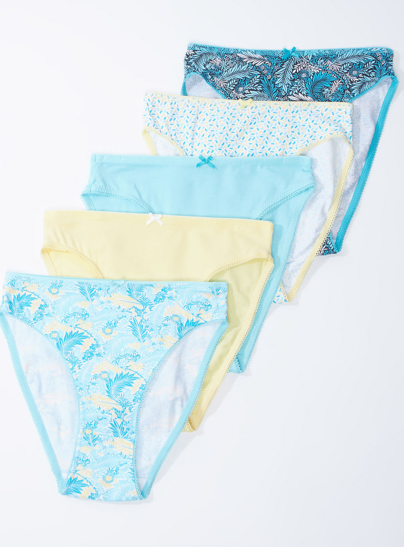 سراويل داخلية متنوعة بتفاصيل دانتيل - طقم من 5 قطع-women-clothing-lingerie-panties-image-1