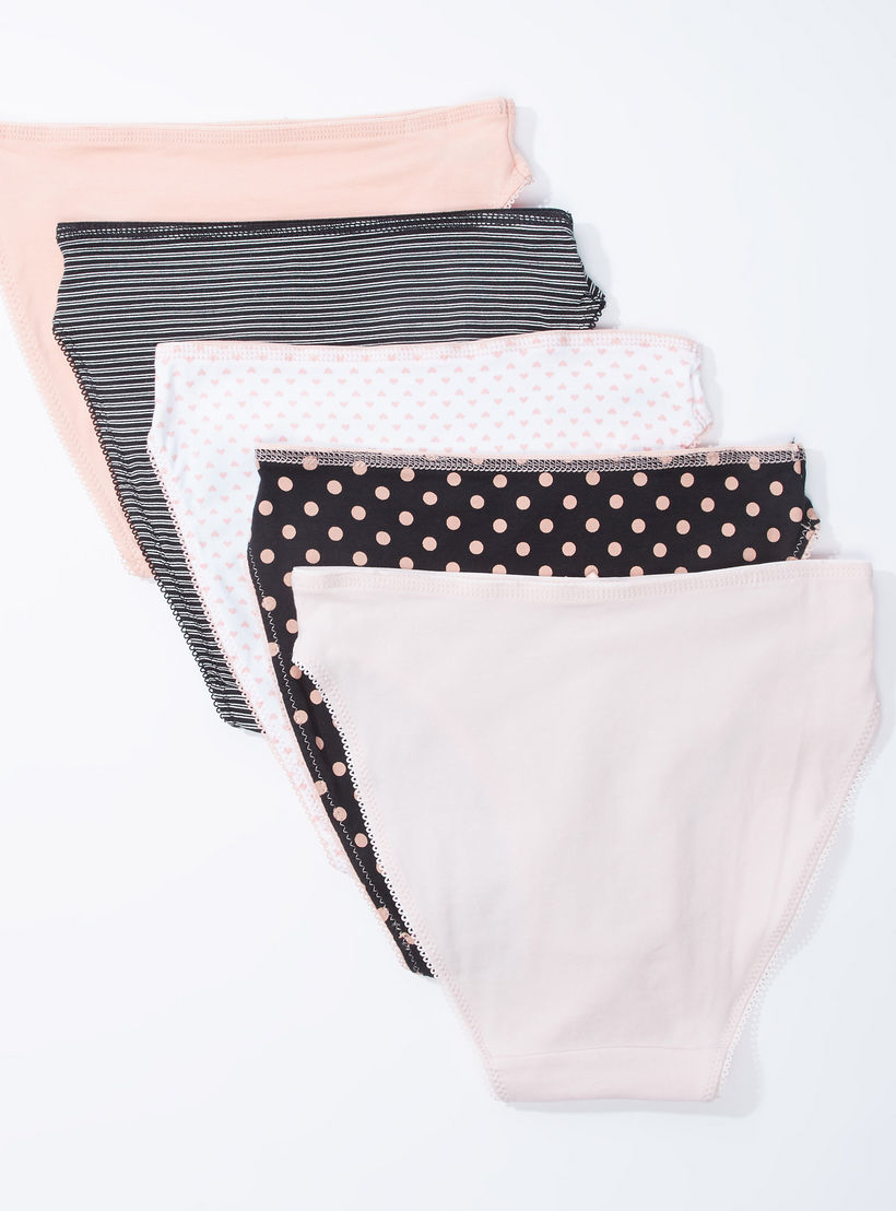 سراويل داخلية متنوعة بتفاصيل دانتيل - طقم من 5 قطع-women-clothing-lingerie-panties-image-2