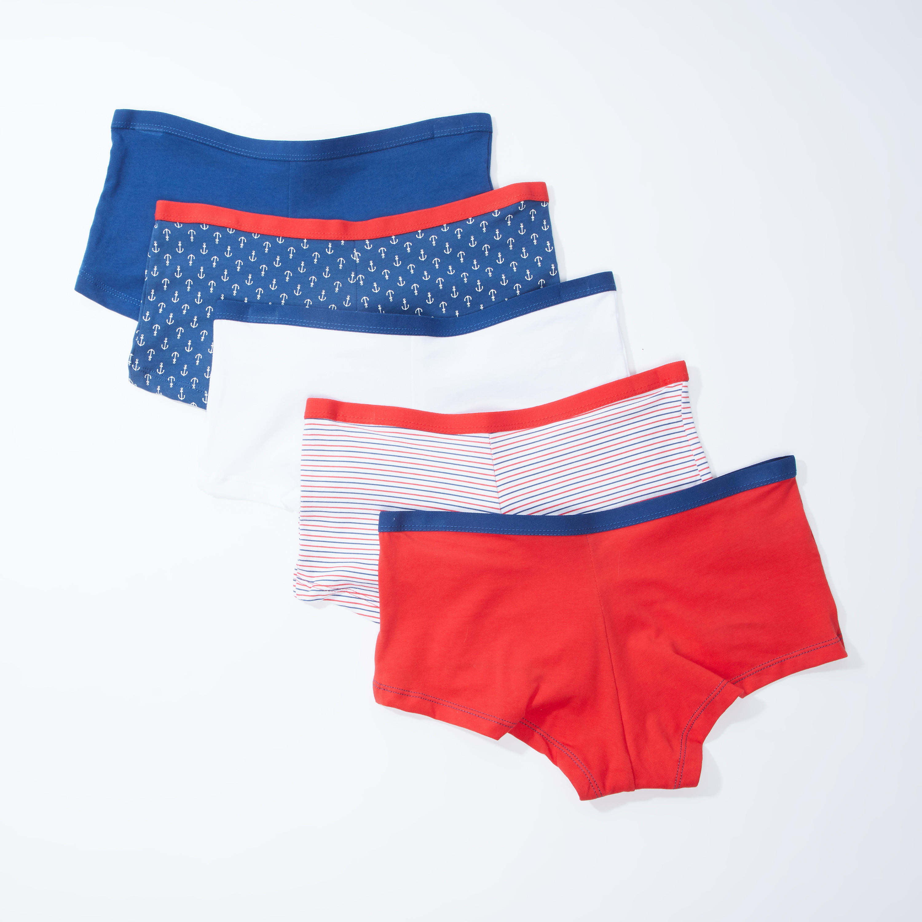 سراويل داخلية بوي شورت متنوعة بخصر مطاطي بألوان متنوعة - طقم من 5 قطع-women-clothing-lingerie-panties-image-2